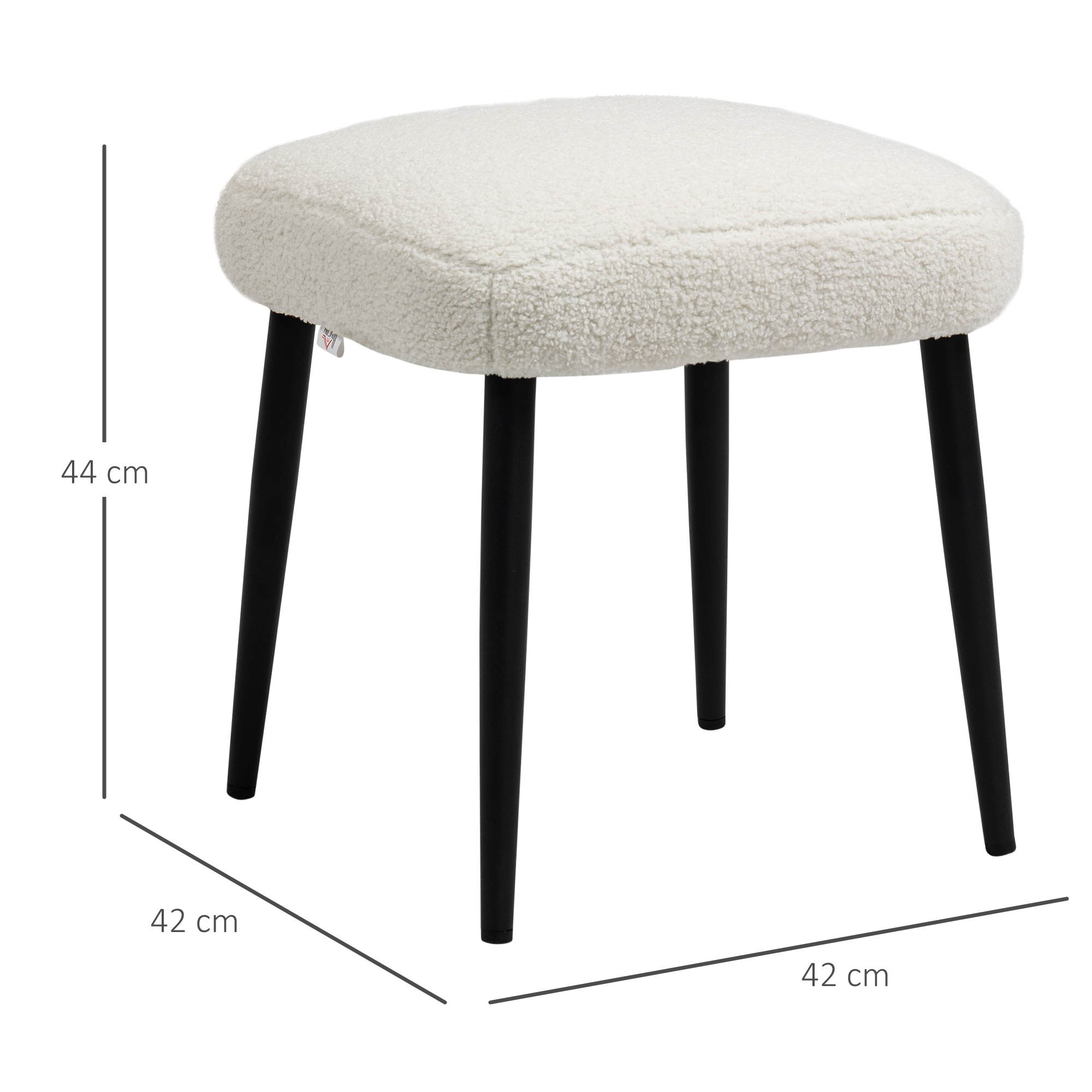 Hocker, Sitzhocker, Kaschmir-Optik, Fußhocker, Creme-Weiß