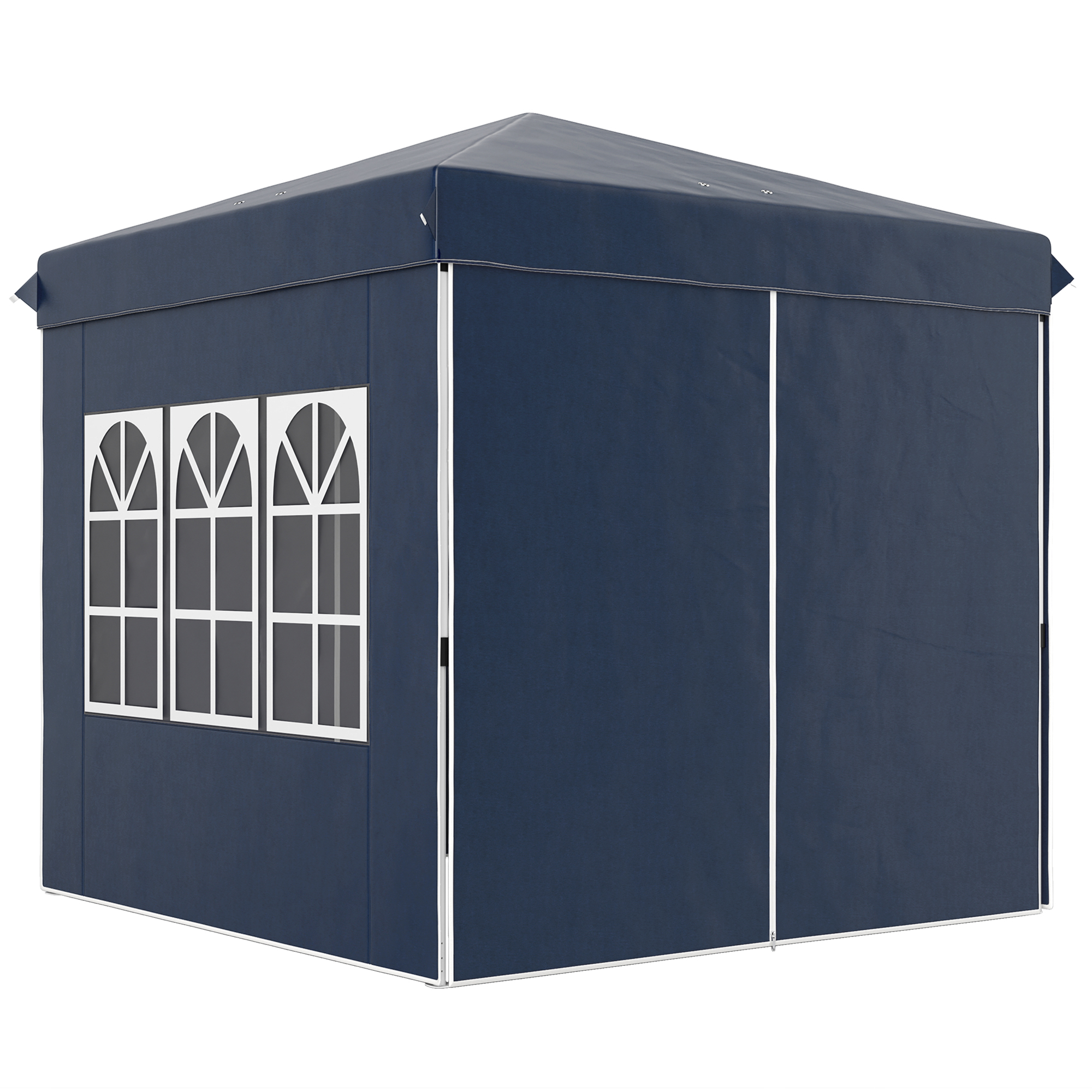 2,5 x 2,5 m Pop-up-Pavillon mit Seitenwänden und Tragetasche, UPF50+ höhenverstellbares Gartenzelt, Dunkelblau