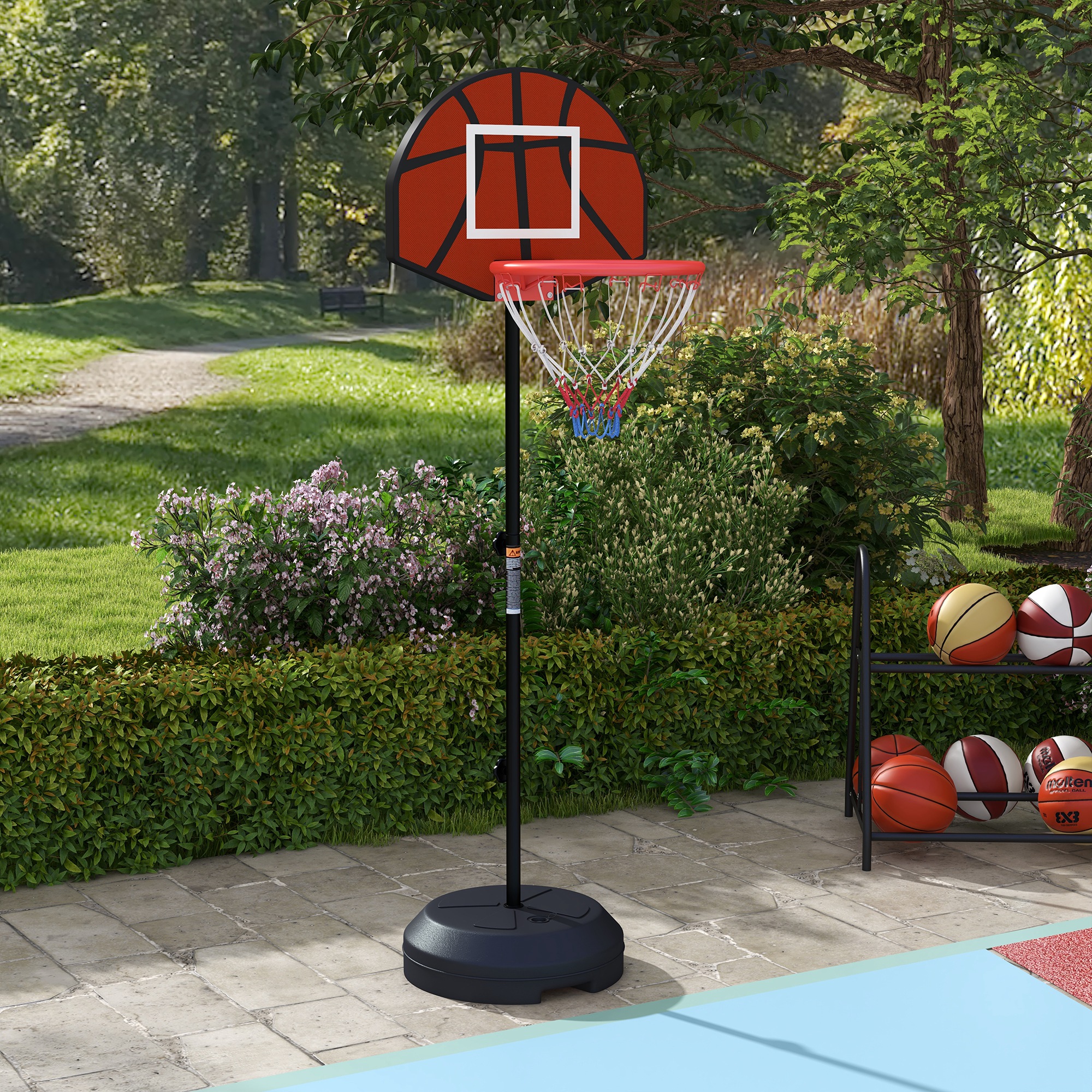 Basketballständer, höhenverstellbar, Magnet-Dartscheibe, 98-148cm, Schwarz