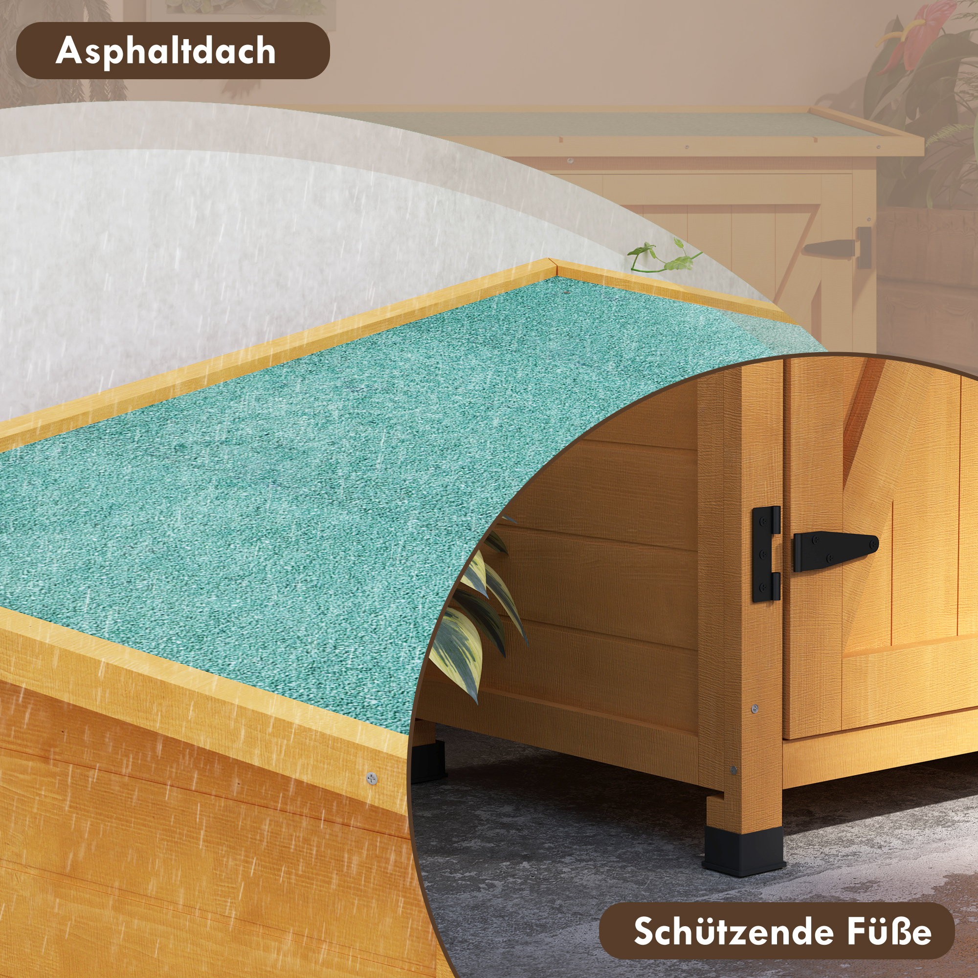 Gartenschrank, Geräteschuppen aus Holz, Wetterfest Geräteschrank mit 2 Türen Asphaltdach 110 x 55 x 117 cm, Gelb