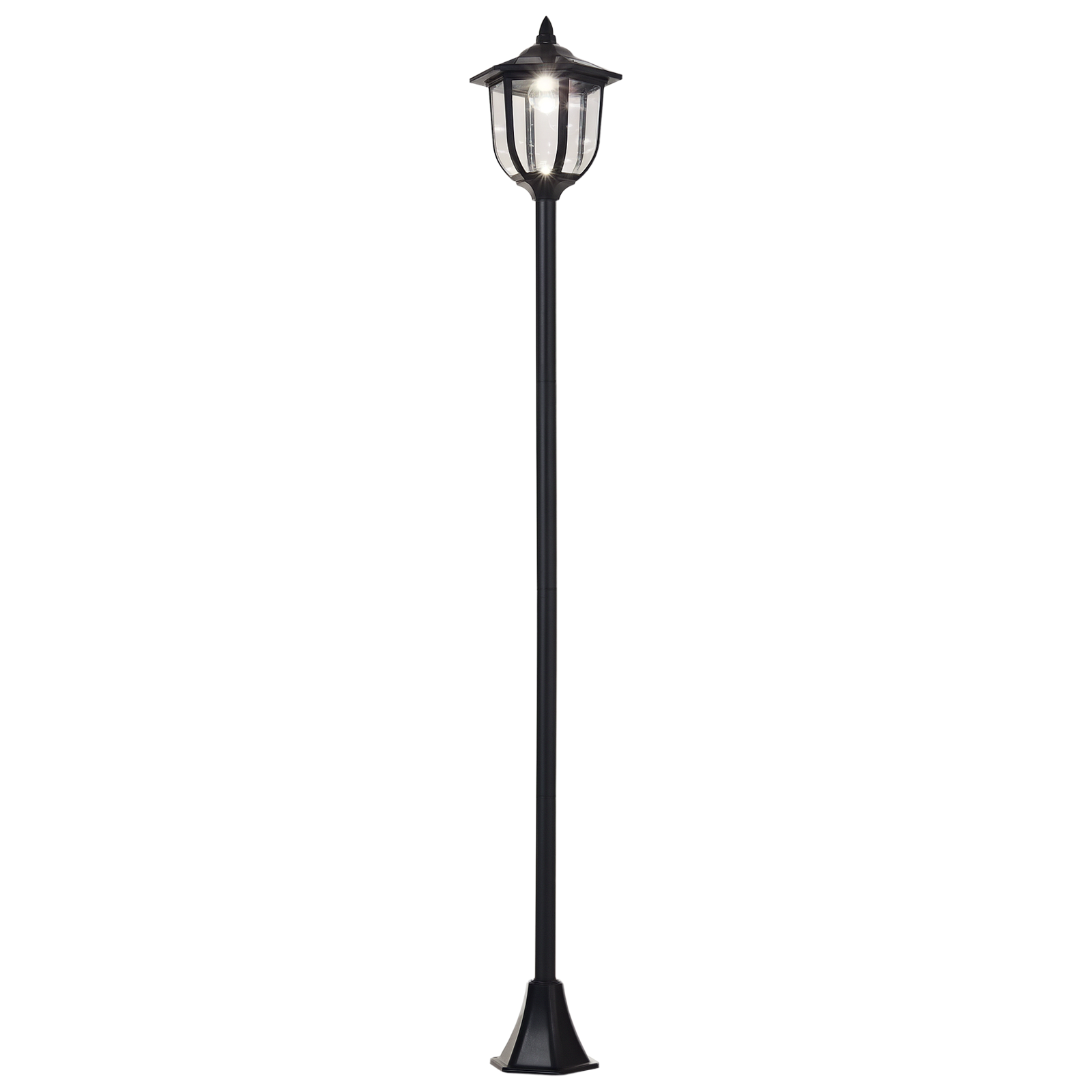 Solar LED Gartenlaterne, Laterne aus Kunststoff, Außenleuchte für Innen und Außen 177 cm hoch, Gartenleuchte, 30/60 Lumen, für Garten Balkon Deko Schwarz Solar LED Gartenlaterne, Laterne aus Kunststoff, Außenleuchte für Innen und Außen 177 cm hoch, Gartenleuchte, 30/60 Lumen, für Garten Balkon Deko Schwarz