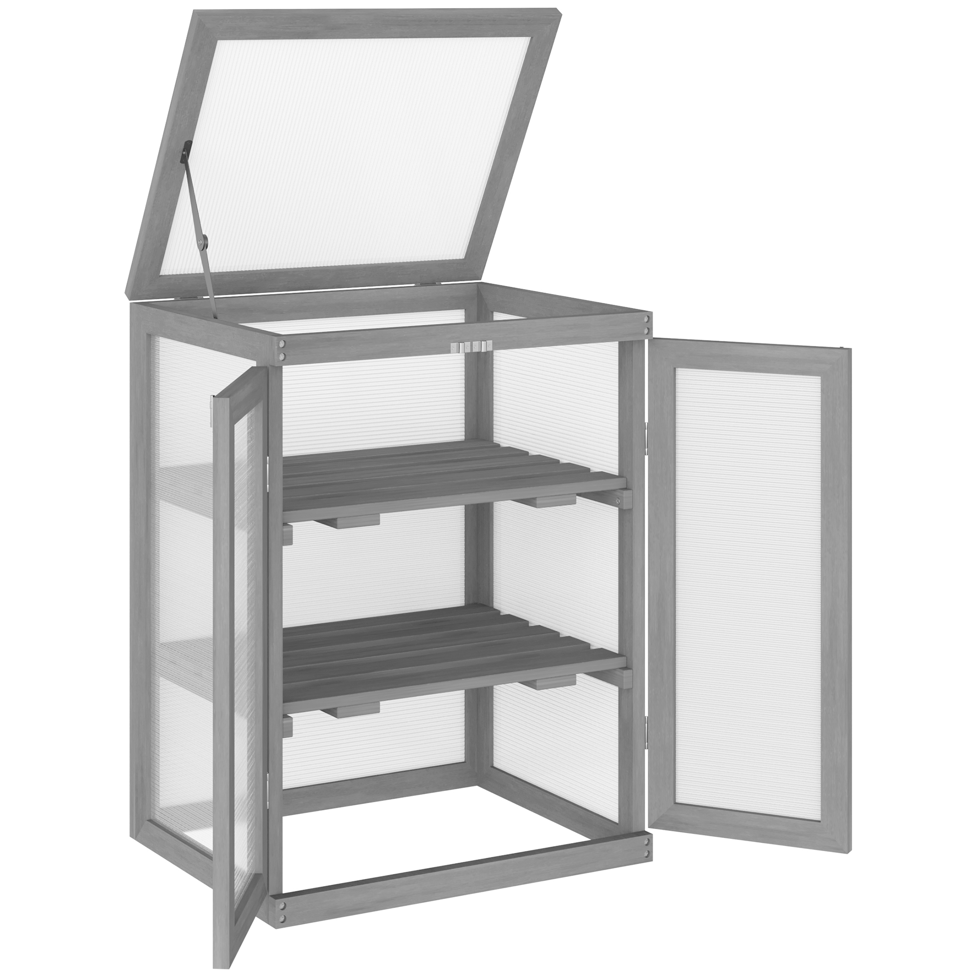 Gewächshaus, Treibhaus, transparent, geeignet für Außenbereiche, Holz+Polycarbonat, 58 x 44 x 78cm Gewächshaus, Treibhaus, transparent, geeignet für Außenbereiche, Holz+Polycarbonat, 58 x 44 x 78cm
