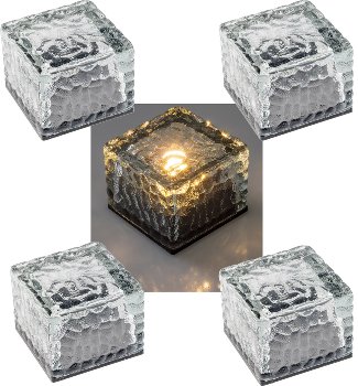 Solar Dekosteine IP65, 4er Set, mit Dämmerungssensor, Warmweiß