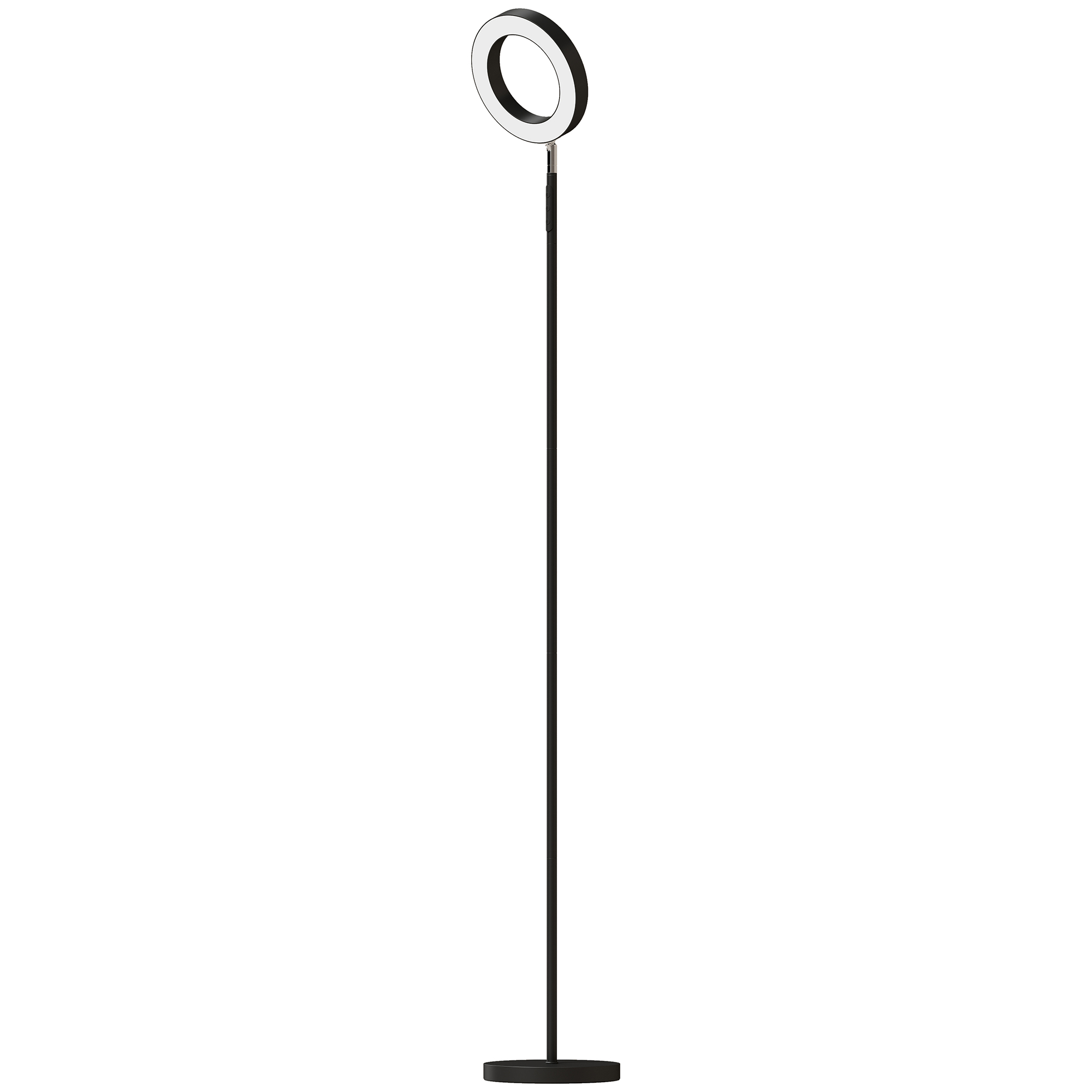 Stehlampe 42W LED dimmbar 3 Farbtemperaturen Deckenfluter verstellbarer Ringkopf Schwarz