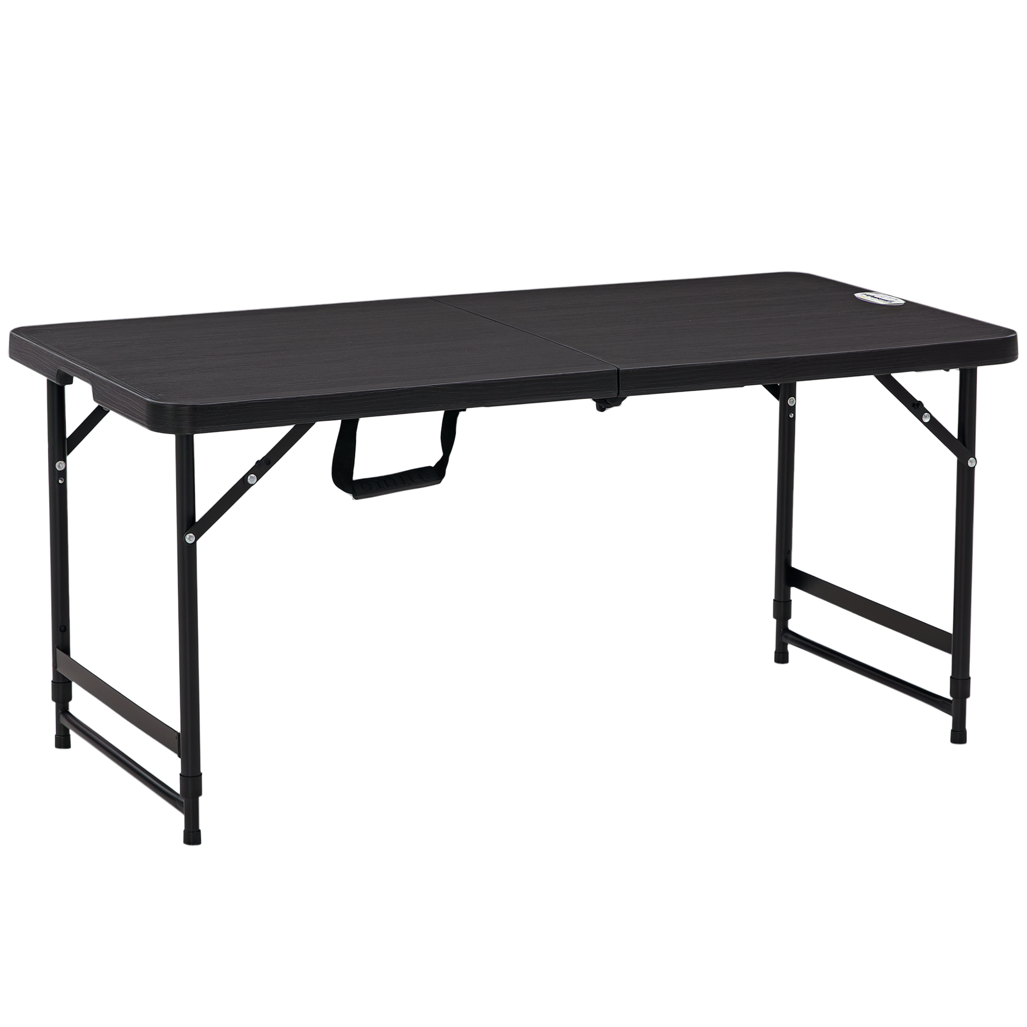 Outdoortisch, Gartentisch, für 4 Pers., klappbar, höhenverstellbar, Holzoptik, grau+schwarz, 118 x 60 x 74 cm