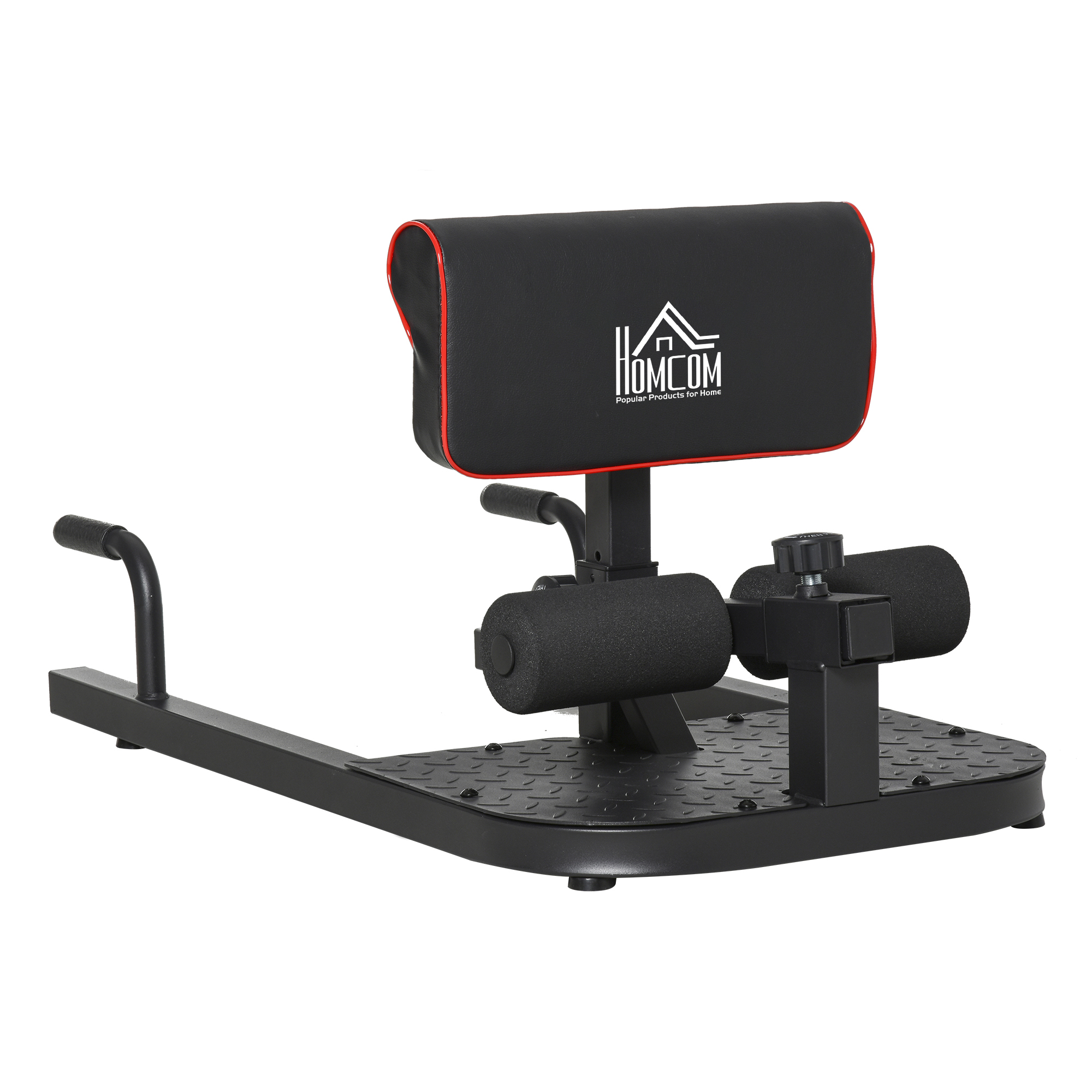 Sissy Squat Kniebeugentrainer Beintrainer Bauch-Gesäß-Trainer 3 in 1 Trainer verstellbar bis 120 kg Stahl Schwarz 50 x 97 x (44,5-56,5) cm