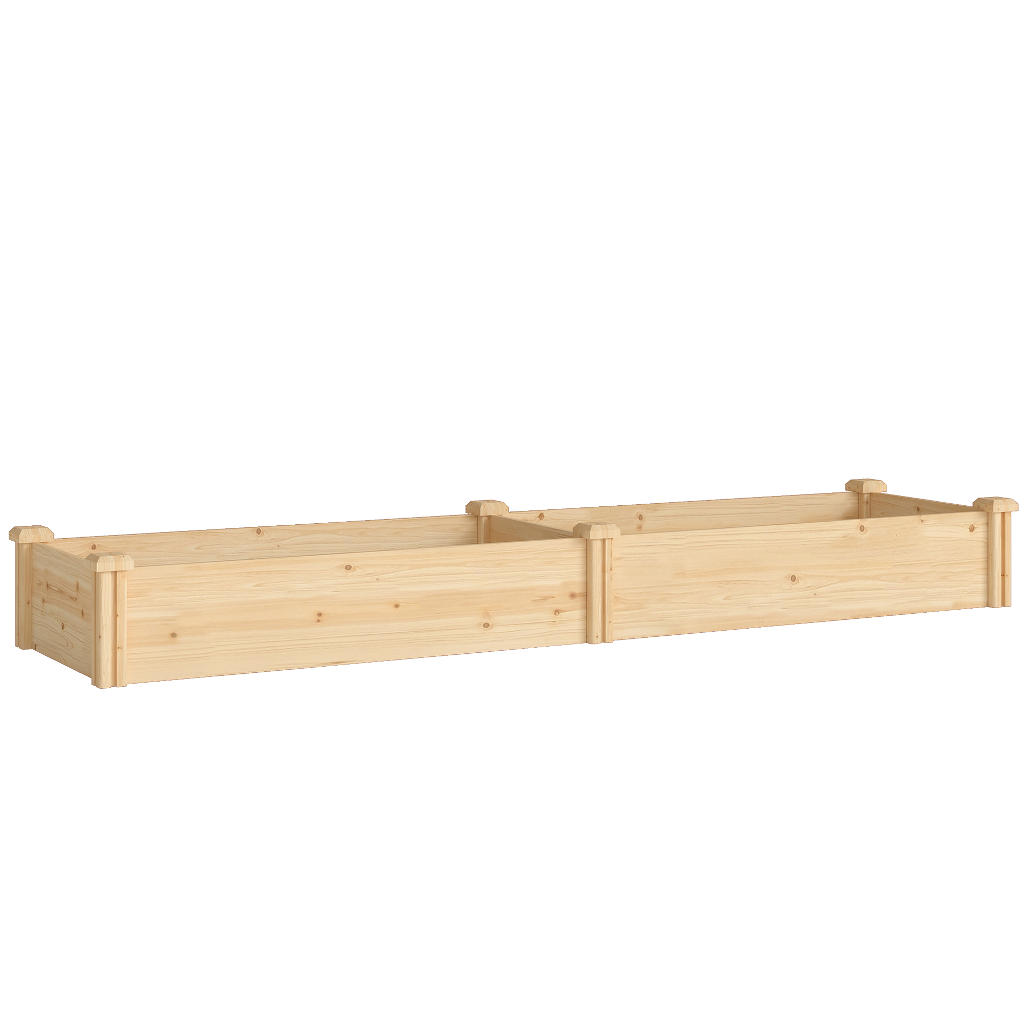 Hochbeet Holz, Pflanzbeet mit Trennwand Offenem Boden, Frühbeet Gartenbeet 235 x 66 x 26 cm Naturholz