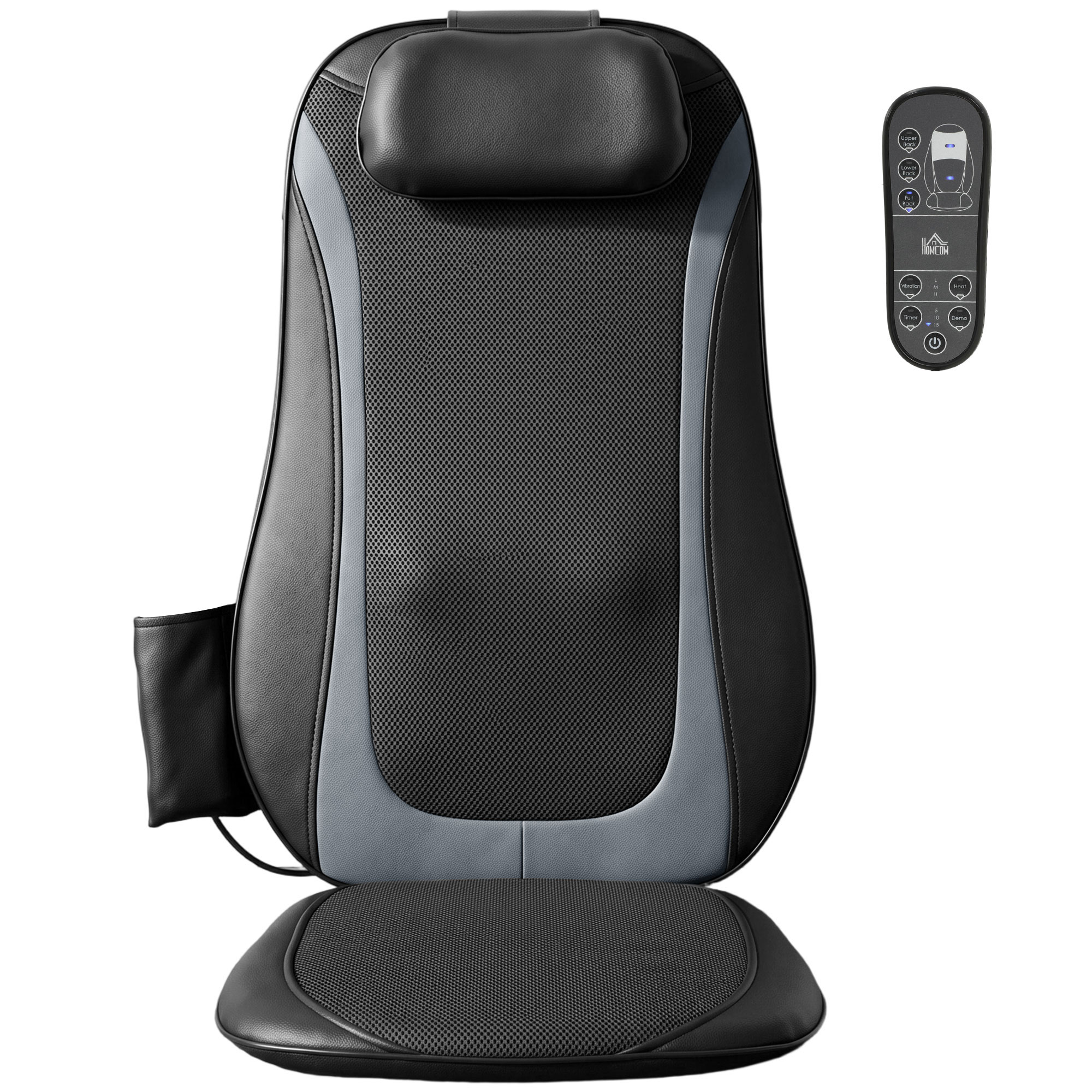 Shiatsu-Rückenmassager mit Wärme, Tiefenmassage und 3-stufiger Sitzvibration, Massagegerät für Rückenschmerzen