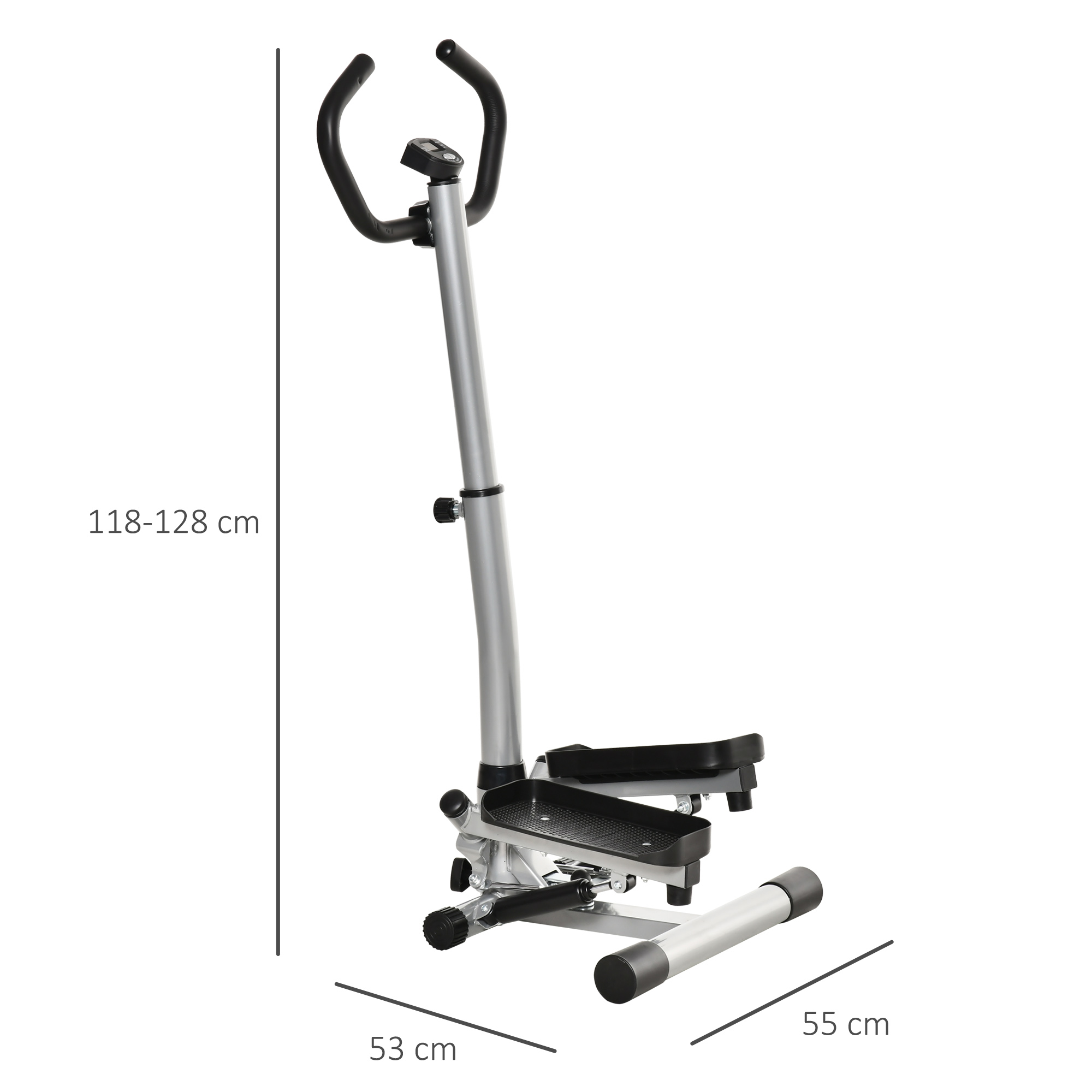 Stepper Heimtrainer für Zuhause mit LCD-Bildschirm einstellbare Geschwindigkeit Metall ABS 55 x 53 x 118-128 cm