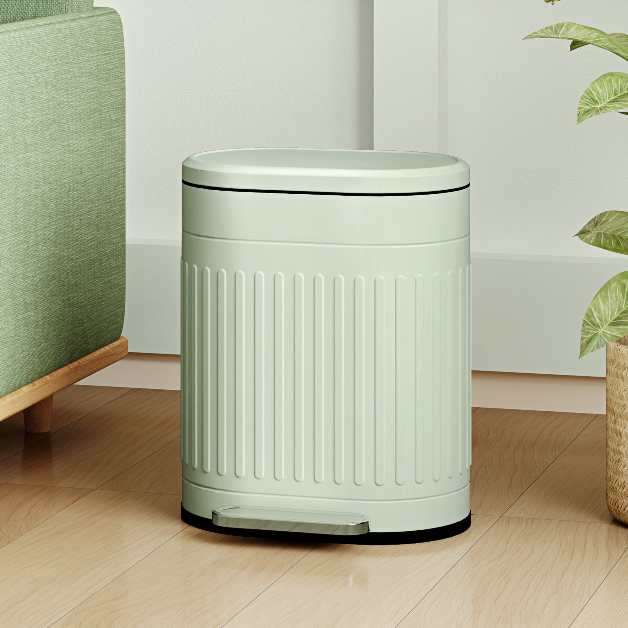 Mülleimer 20l Treteimer mit Deckel Fußpedal herausnehmbarem Inneneimer Soft-Close-Funktion 36,5 x 31,2 x 45 cm, Grün