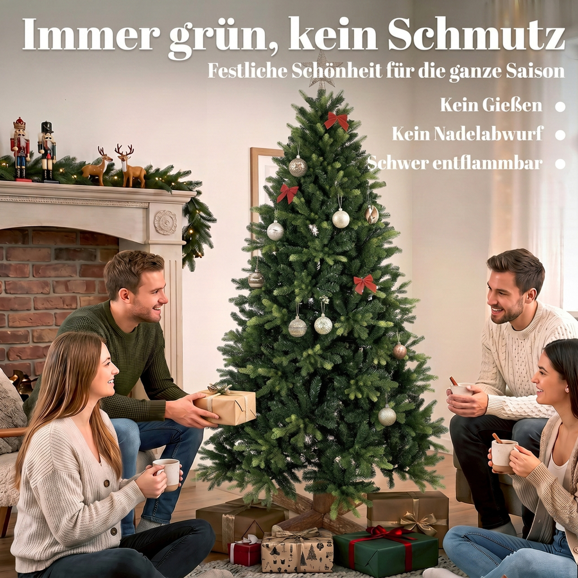künstlicher Weihnachtsbaum, 180 cm, mit 2419 PE- & PVC-Zweigspitzen, Klappsystem, grün