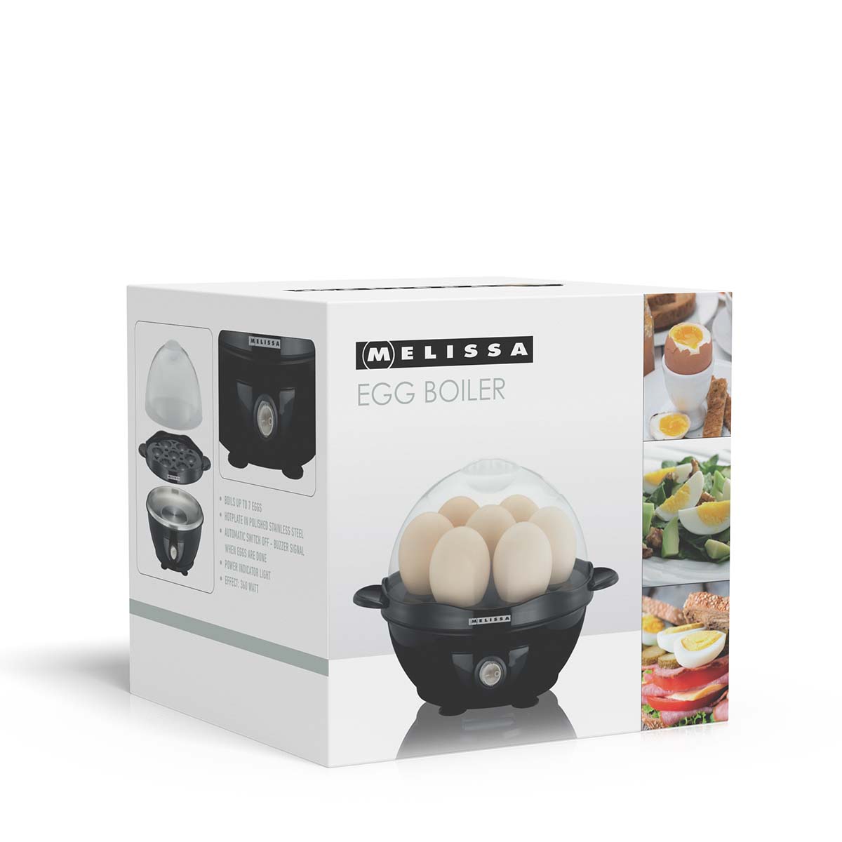 Eierkocher 7 Eier mit transparenter Taste 360W schwarz