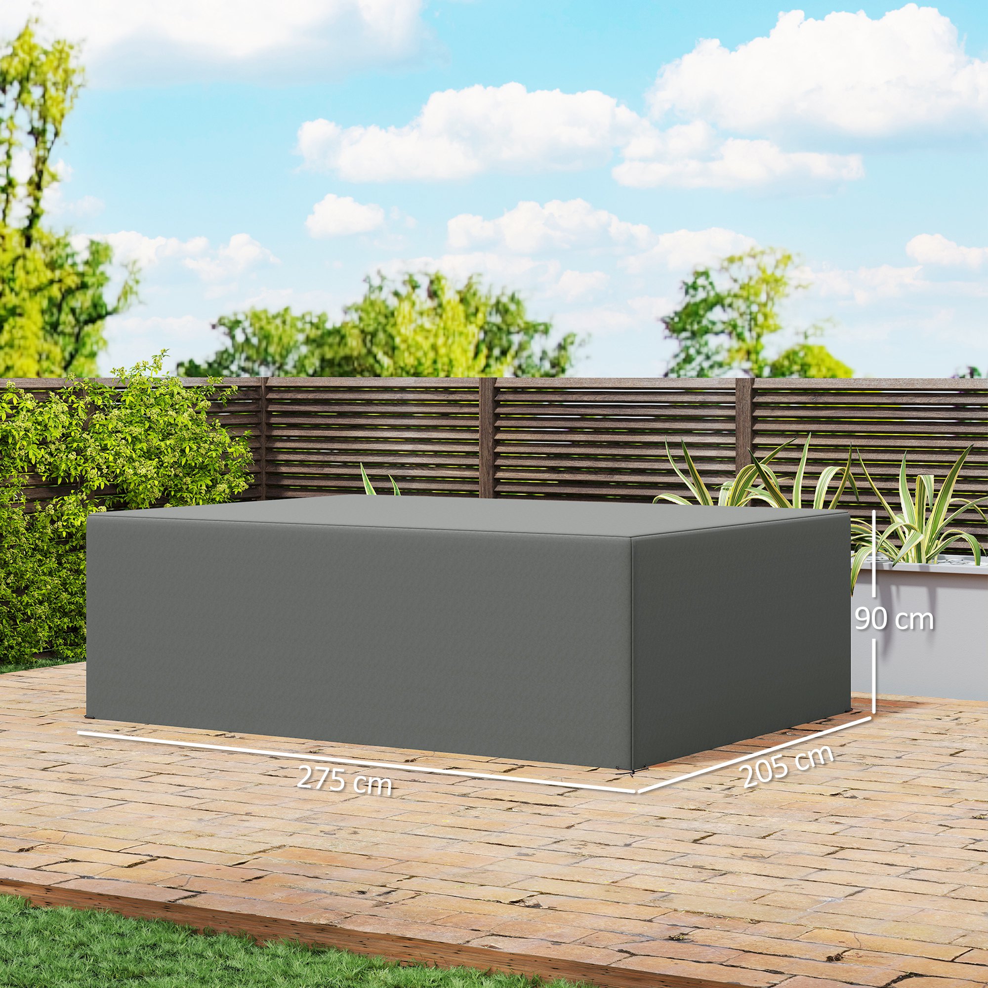 Schutzhülle für Gartenmöbel Winterfest Wasserdicht Abdeckung Abdeckplane Oxford 275 x 205 x 90 cm Dunkelgrau