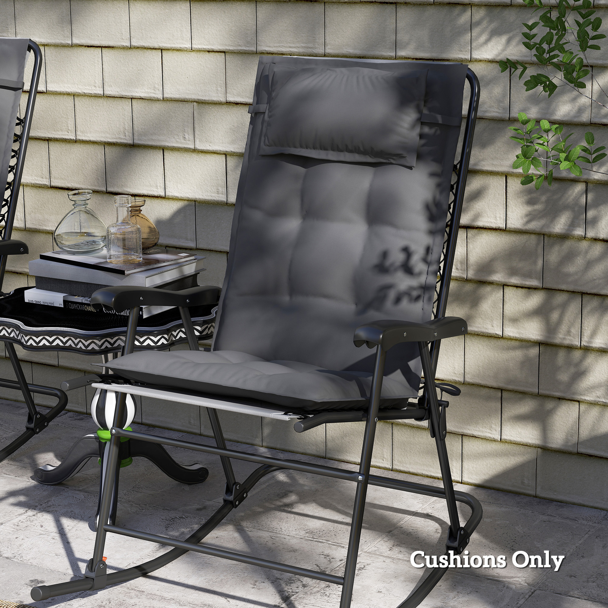 2er Set Auflage für Sonnenliege Wasserabweisend Liegenauflage für Gartenliege Polsterauflage 50x116x5 cm, Dunkelgrau