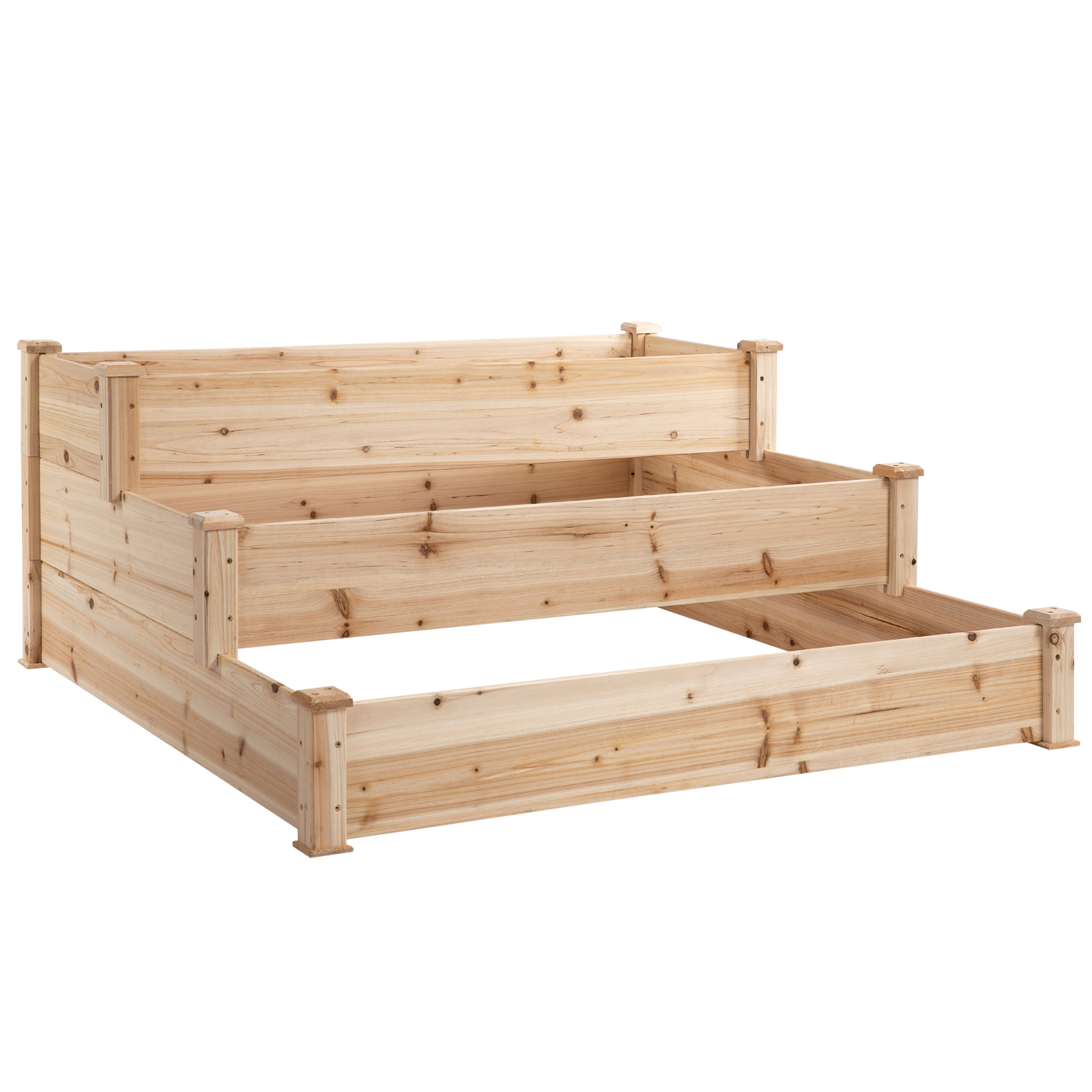 Hochbeet 3-stufige Gartenbeet Pflanzenbeet Kräuterbeet Blumentreppe für Balkon Garten Natur Tannenholz 120 x 120 x 56 cm Hochbeet 3-stufige Gartenbeet Pflanzenbeet Kräuterbeet Blumentreppe für Balkon Garten Natur Tannenholz 120 x 120 x 56 cm