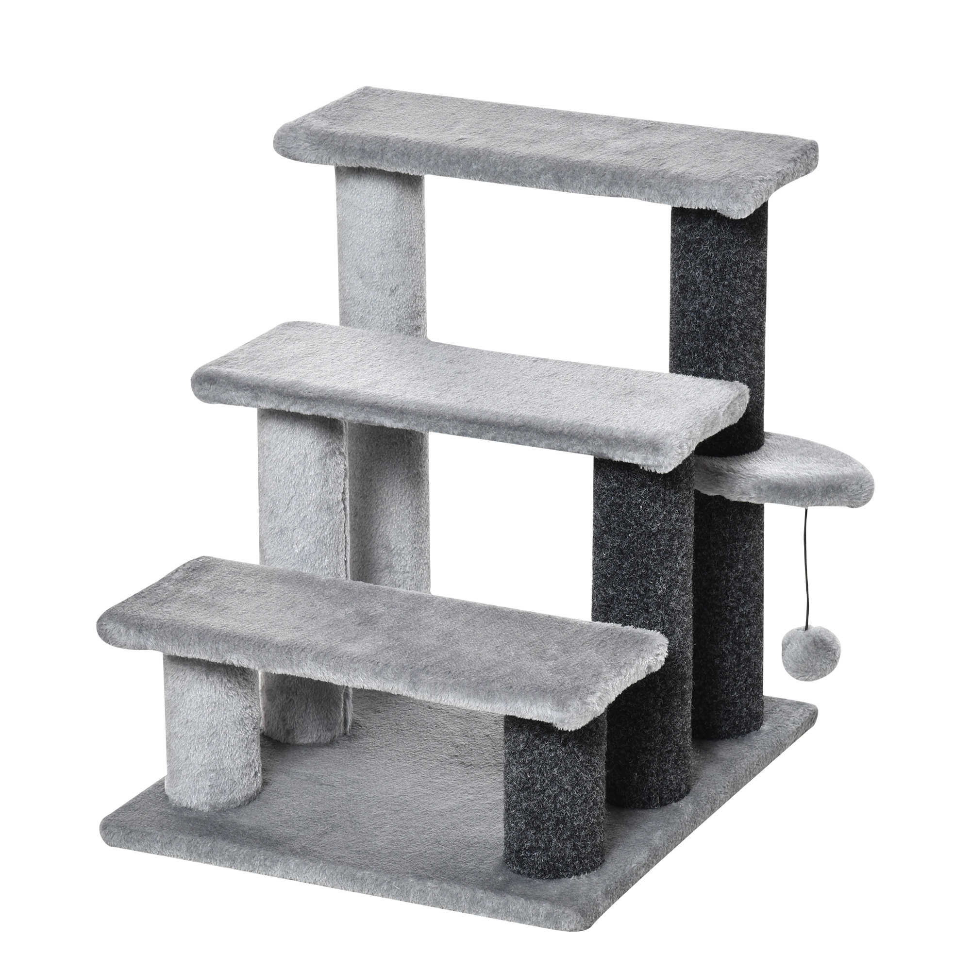 Katzentreppe 3-stufige Haustiertreppe mit Kratzsäulen Ball Hundetreppe Tiertreppe für Katzen bis 5 kg Plüsch Jute Grau 45 x 40 x 48 cm Katzentreppe 3-stufige Haustiertreppe mit Kratzsäulen Ball Hundetreppe Tiertreppe für Katzen bis 5 kg Plüsch Jute Grau 45 x 40 x 48 cm