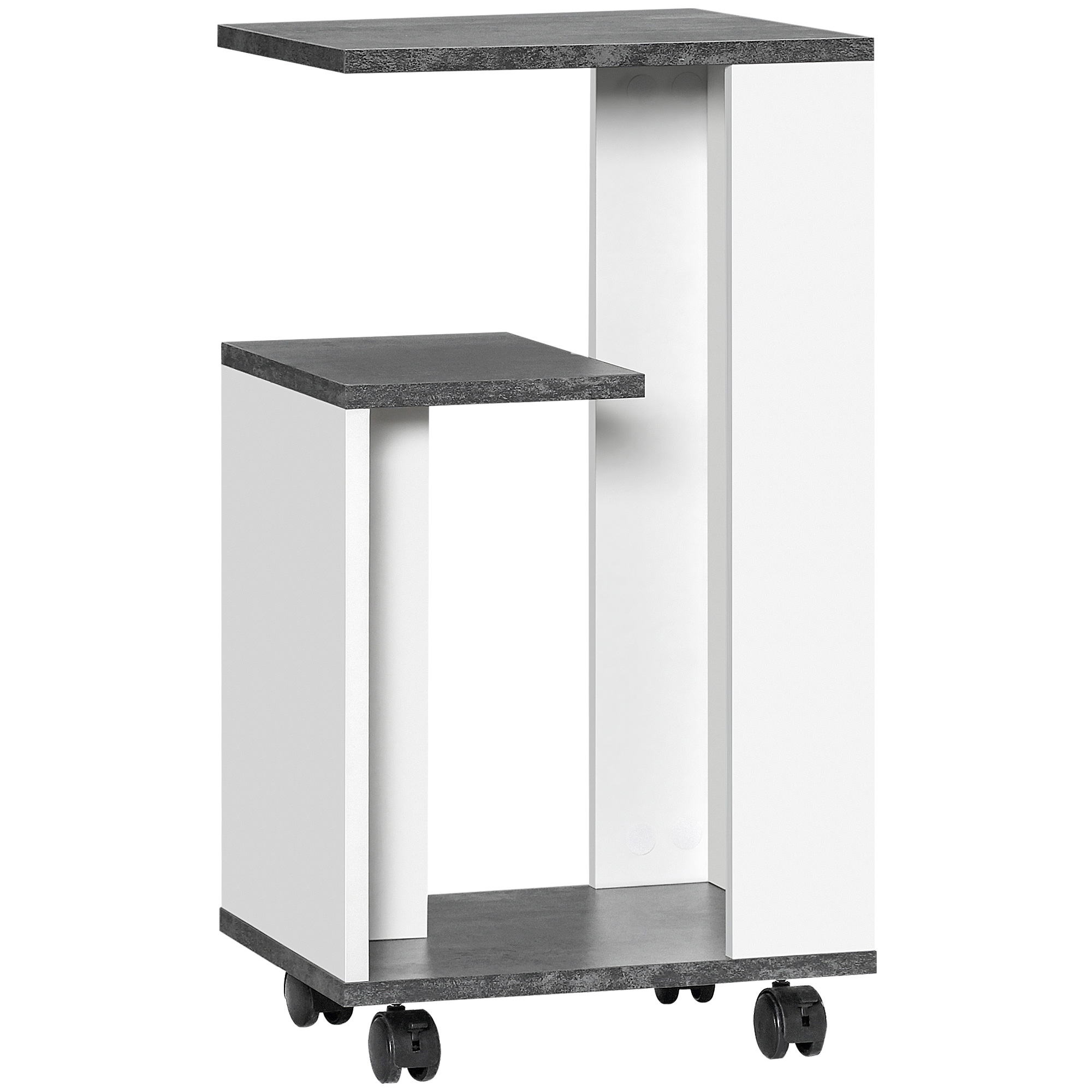 Nachtschrank, mit 4 Rollen, 3 Regale, 35 x 29,5 x 65,5 cm, Grau/Weiß Nachtschrank, mit 4 Rollen, 3 Regale, 35 x 29,5 x 65,5 cm, Grau/Weiß