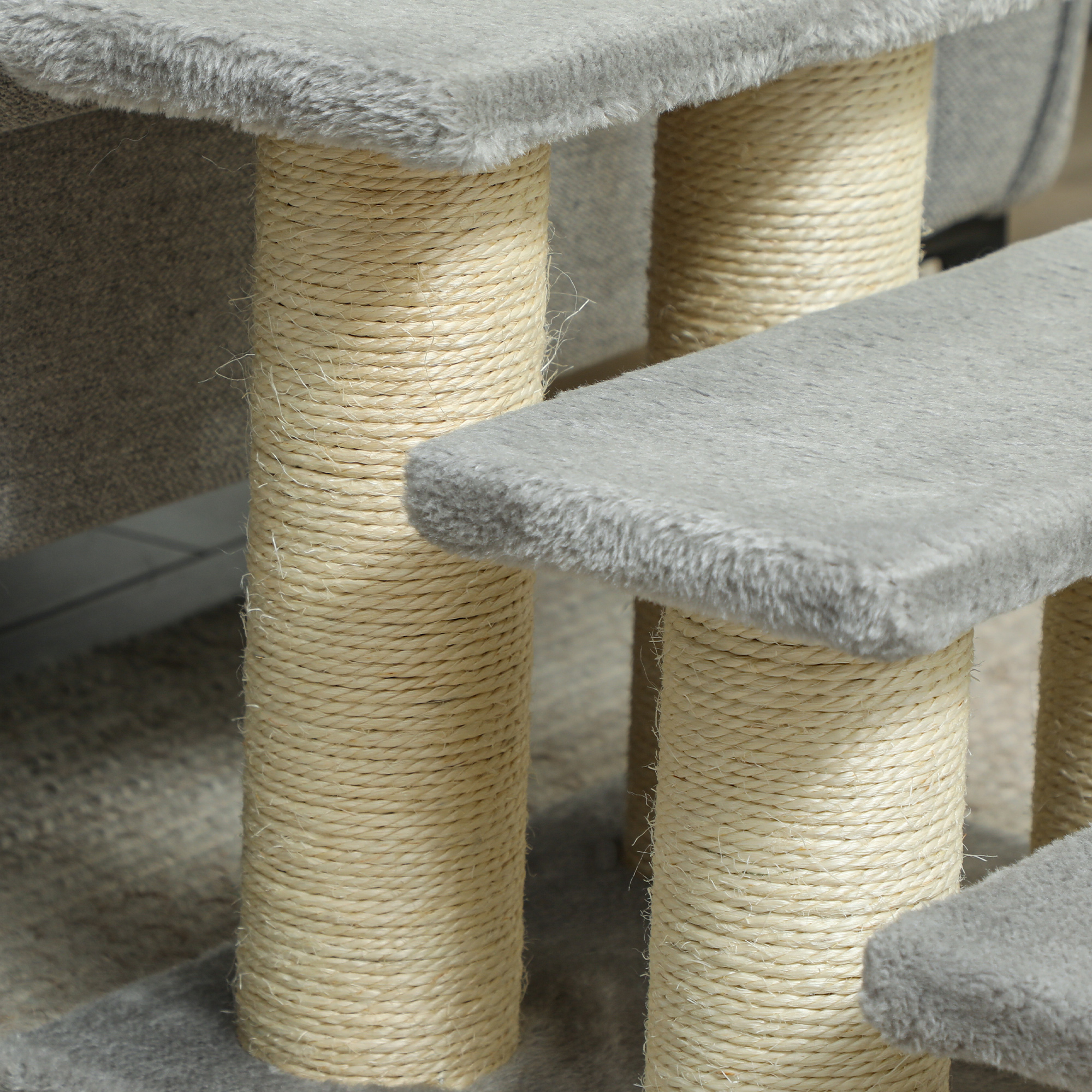 Hundetreppe 3 Stufen 34 cm Hoch Haustiertreppe für Katze Hunde Katzentreppe Einstiegshilfe für Bett, Sofa, Couch Grau