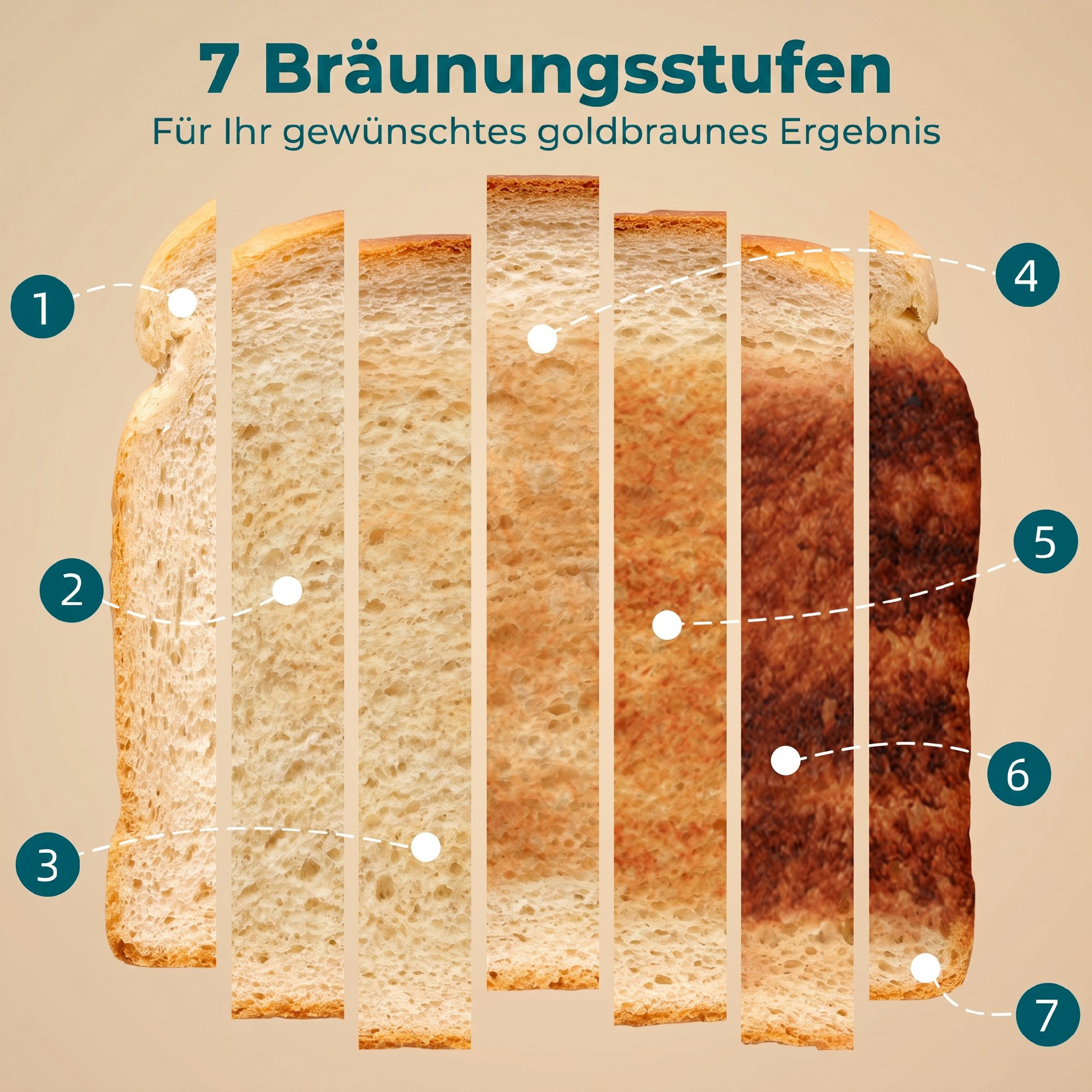 2-Scheiben-Toaster mit 7 Bräunungsstufen, Aufwärm-/Auftau-/Abbruchfunktionen, Wärmerost, 930 W