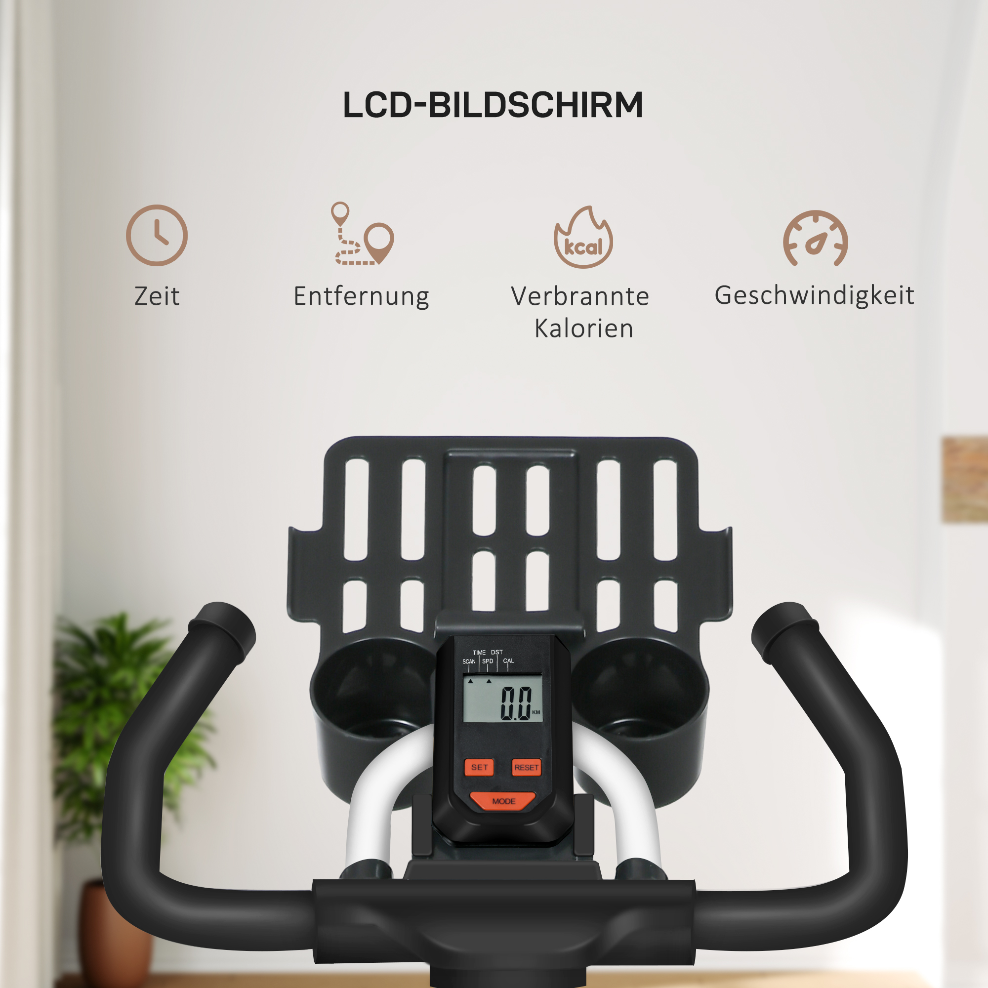 Heimtrainer, einstellbarer Widerstand, bis 120kg, Stahl, L103xB53xH100-114cm, Weiß/Schwarz