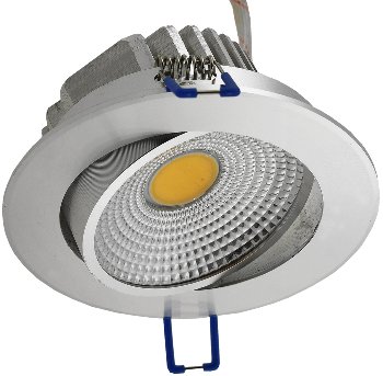 LED-Einbauleuchte "COB-7", 7W, 550lm, ALU, 3000K, 75°, Ø109xT47mm,Rahmen chrom