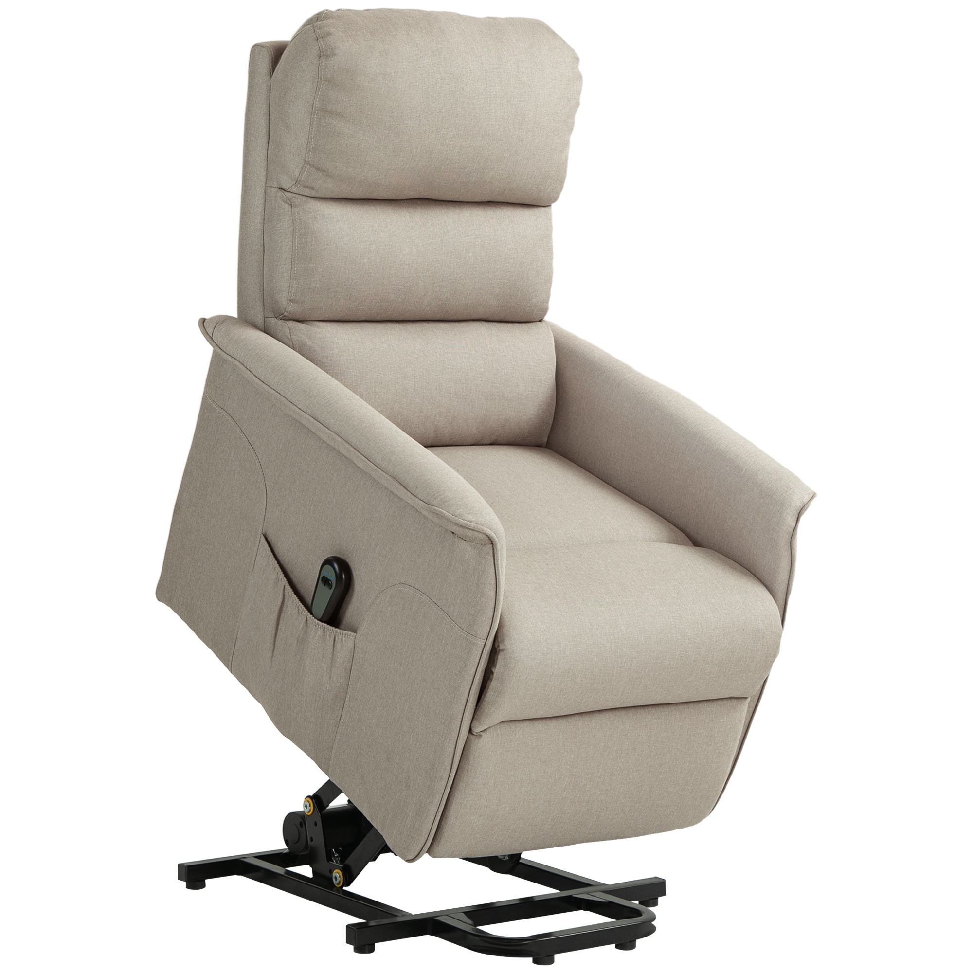 Relaxsessel mit Aufstehhilfe, verstellbare Rückenlehne/Fußstütze, bis 120 kg, 66 x 90 x 96 cm, Beige