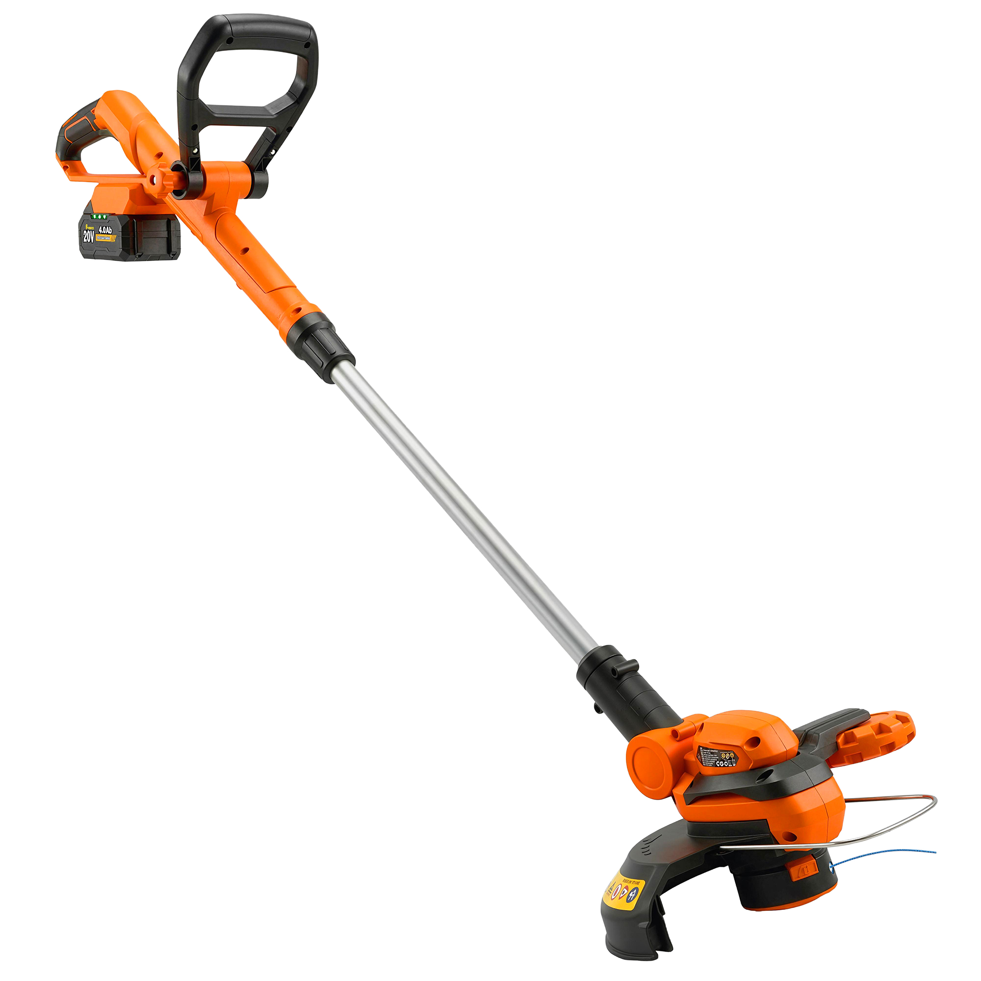 Akku Rasentrimmer 21V Freischneider mit 2x4.0Ah Akkus Ladegerät 25 cm Schnittbreite Verstellbarer Teleskop-Griff