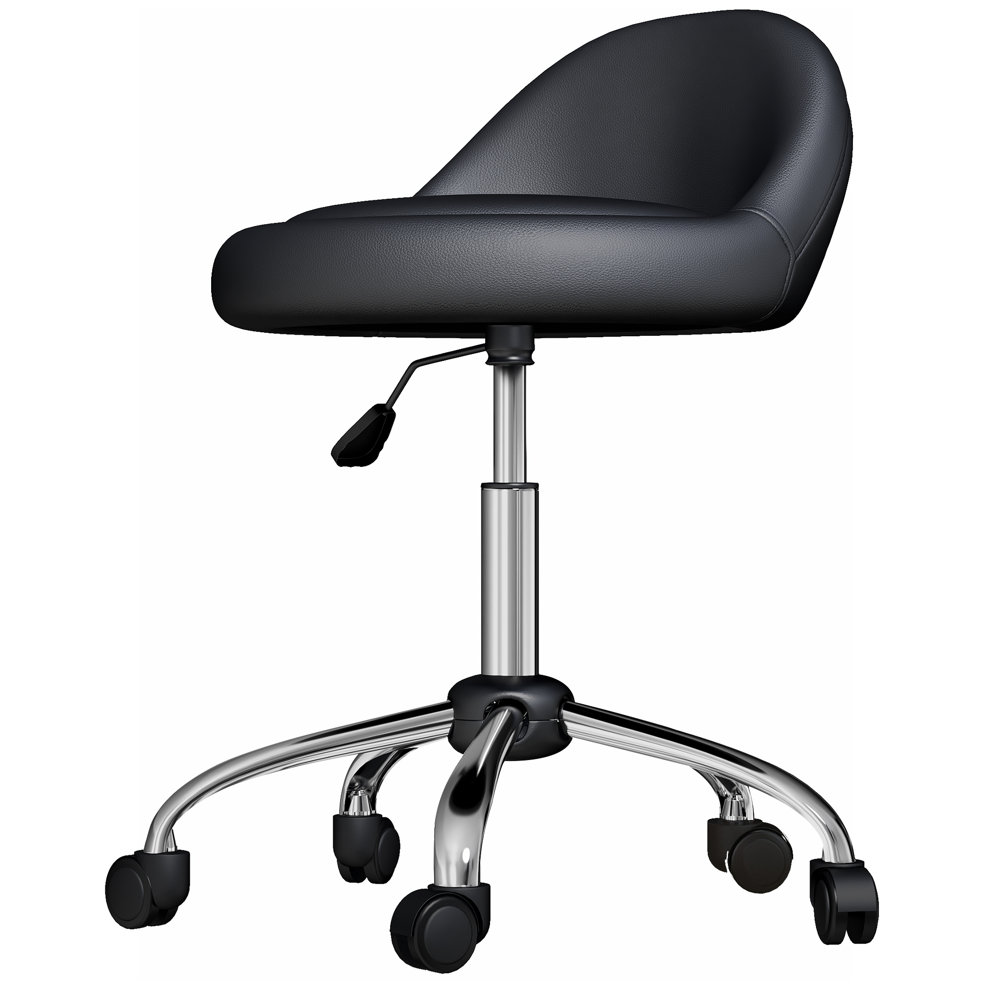 Arbeitshocker Drehhocker Rollhocker, höhenverstellbar, drehbare Sitzfläche, 50cm x 50 cm x 83 cm, Schwarz + Silber