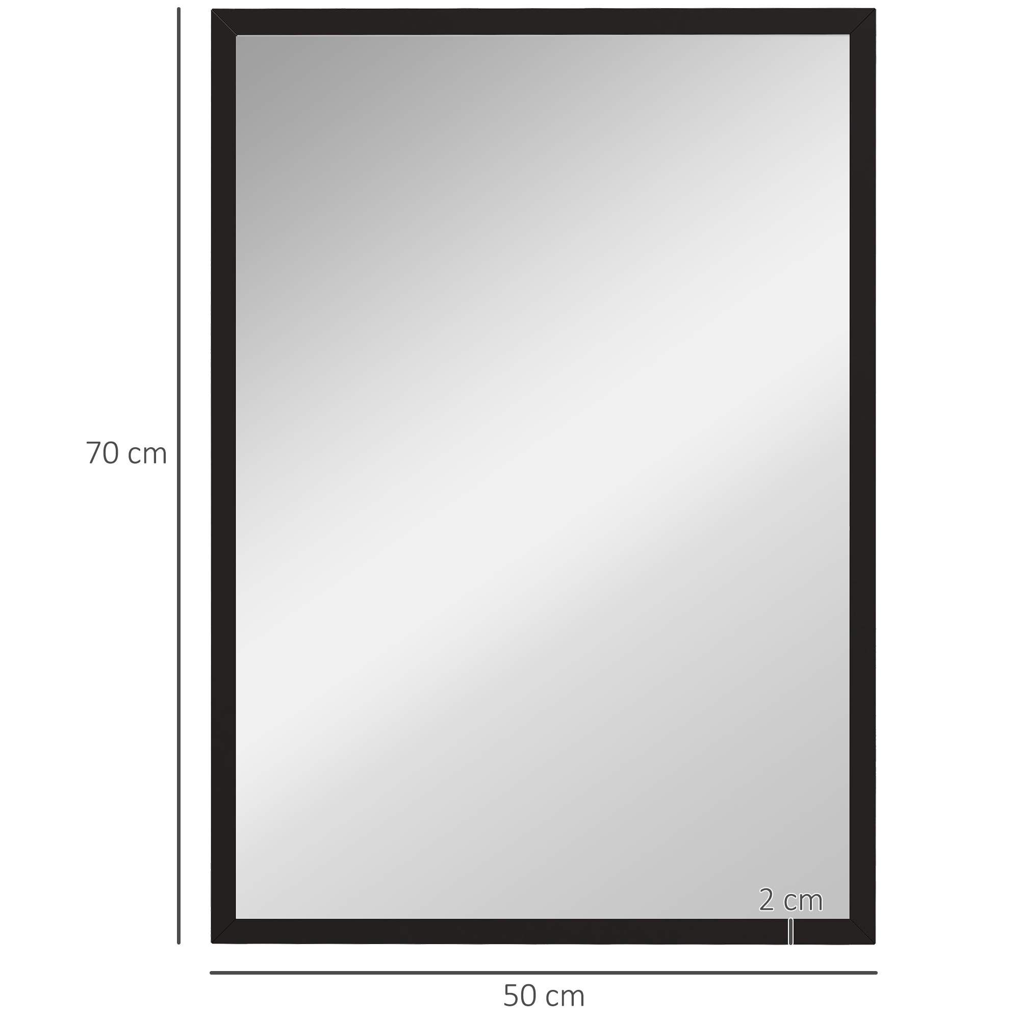 Wandspiegel, 50 x 70 cm, Rahmen in Holzoptik, einfache Montage, inkl. Schrauben