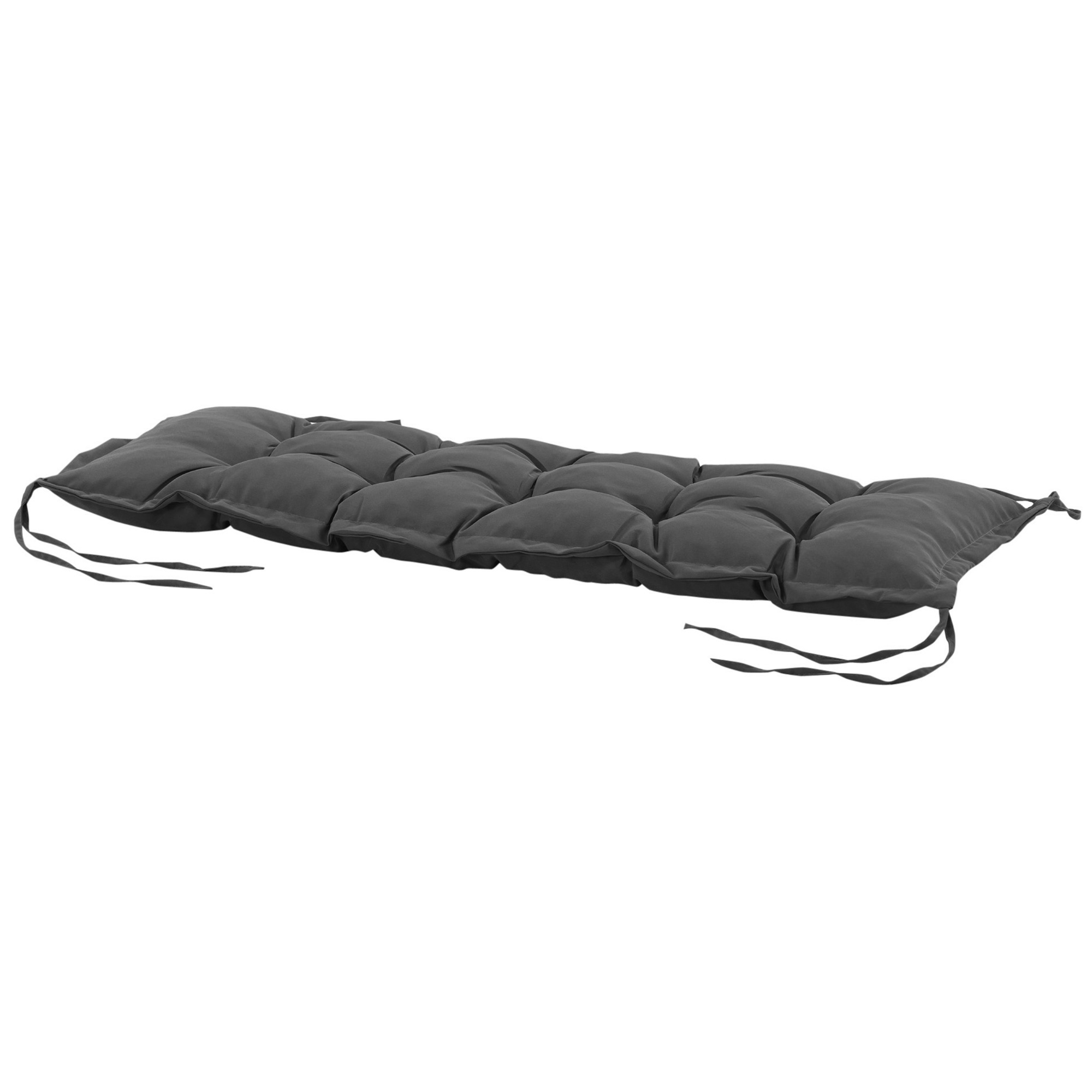 Sitzkissen 100x40 cm Stuhlkissen mit Bindebänder, 10cm dick Polsterauflage Dunkelgrau