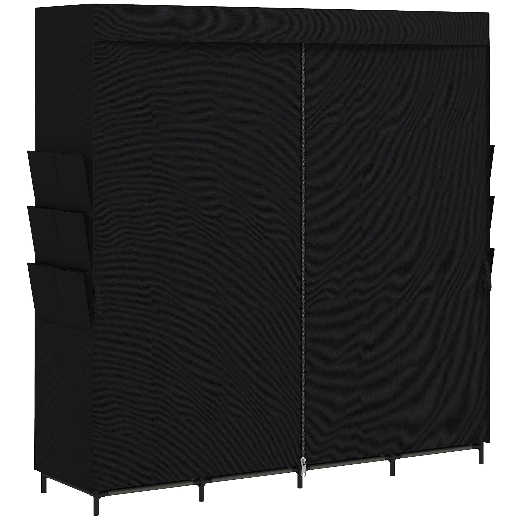 Stoff-Kleiderschrank, staubdicht, tragbar, 5 Kleiderstangen, 170 x 45 x 167 cm, Schwarz