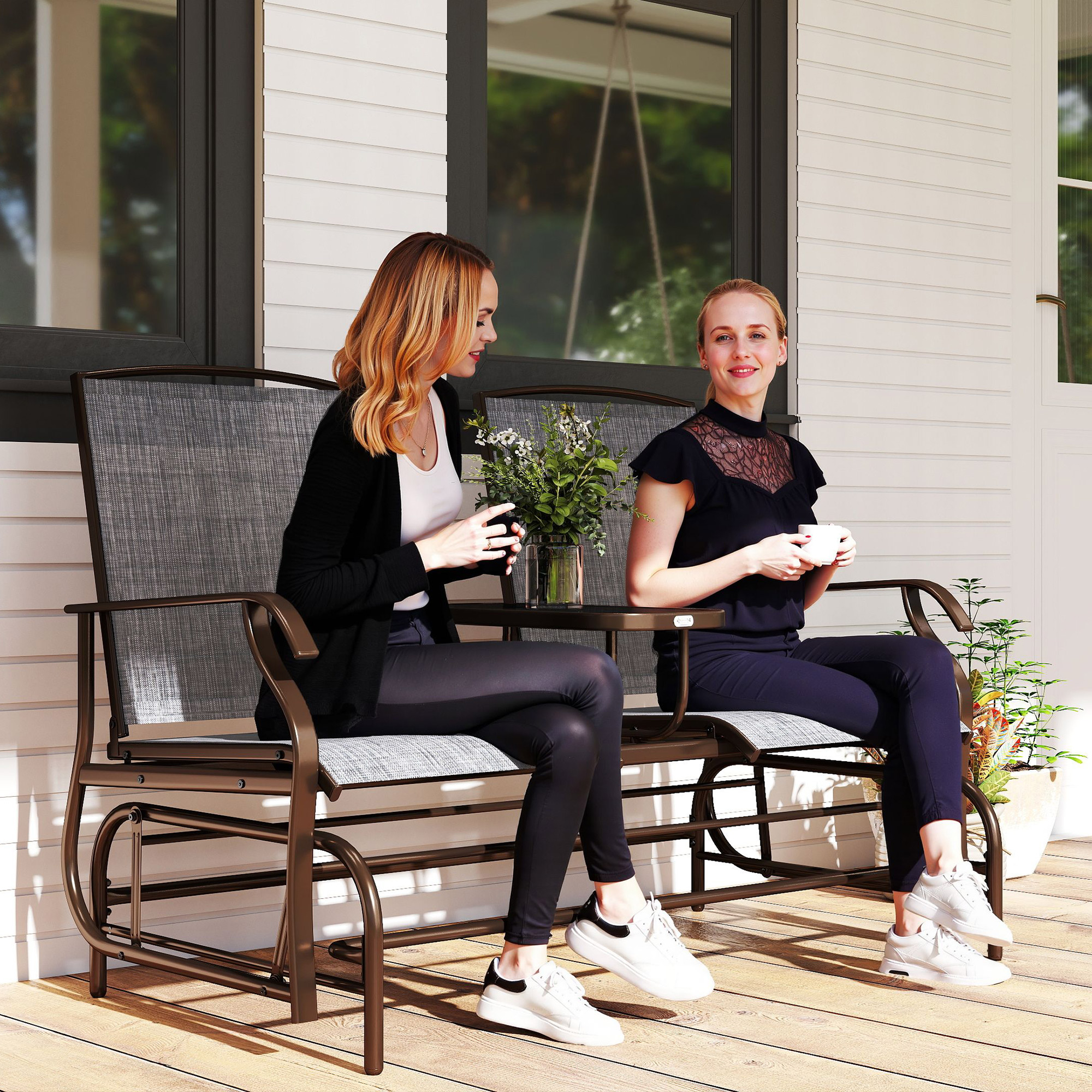 Gartenbank Schaukelstuhl Sitzbank Schaukelbank Gartenstuhl mit Tisch Schaukel Bank 2-Sitzer