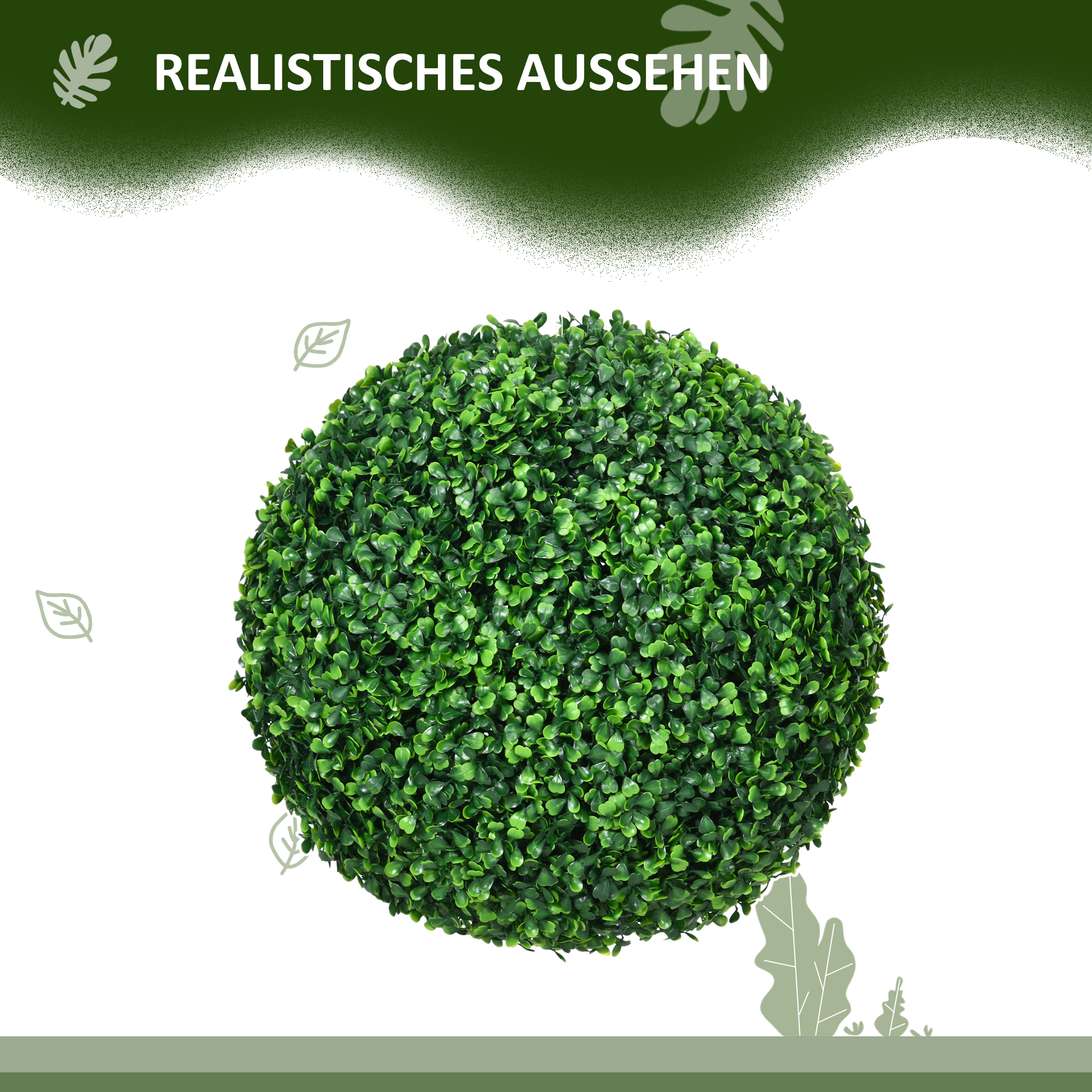 2er-Set Buchsbaumkugel, Künstliche Pflanzen, Zimmerpflanze mit UV-Schutz, Deko-Pflanze, für Indoor, Outdoor, Grün