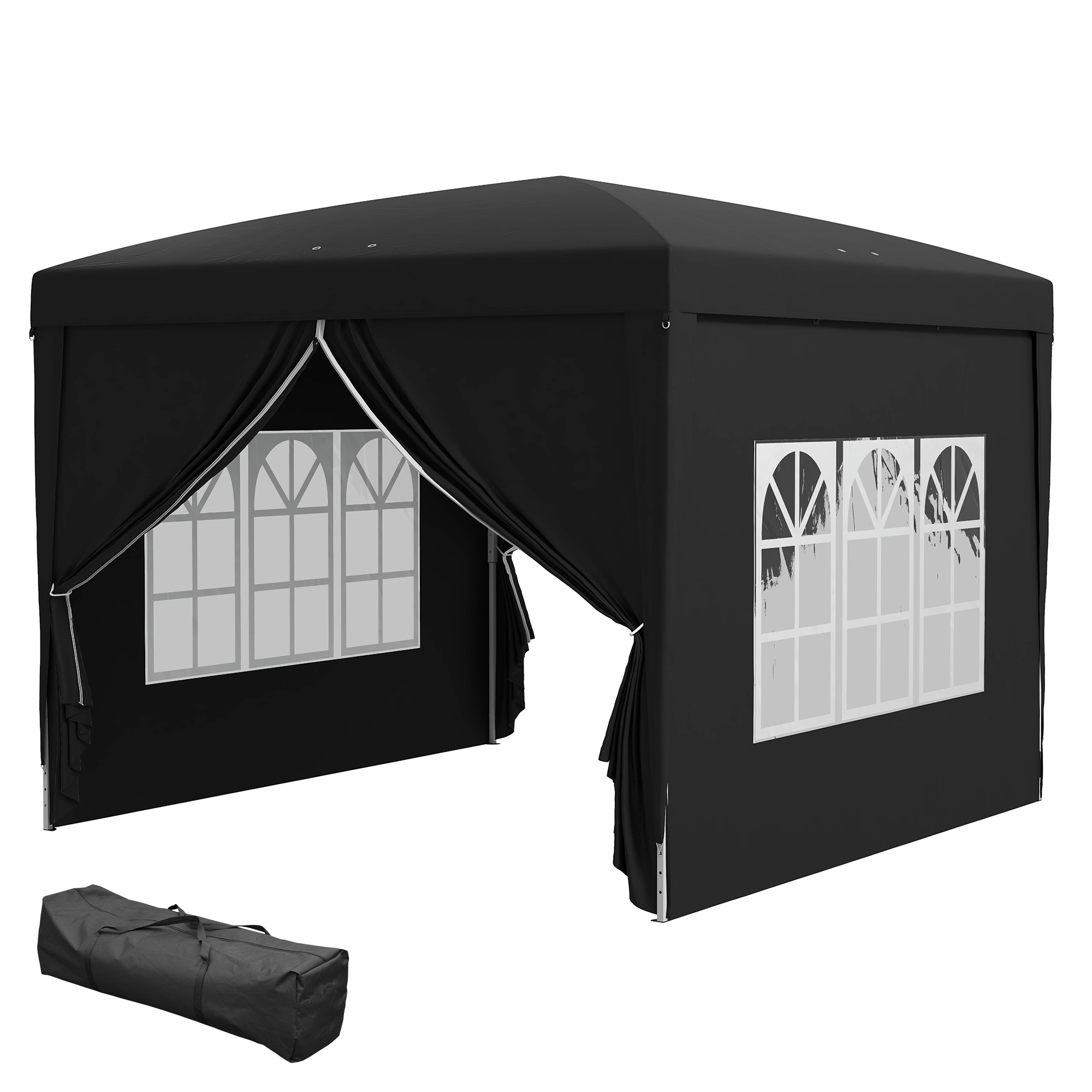 3 x 3 m Pavillon mit 4 Seitenwänden, Fenster, Festzelt mit UV-Schutz, Gartenzelt inkl, Tragetasche, Stahl, Schwarz 3 x 3 m Pavillon mit 4 Seitenwänden, Fenster, Festzelt mit UV-Schutz, Gartenzelt inkl, Tragetasche, Stahl, Schwarz