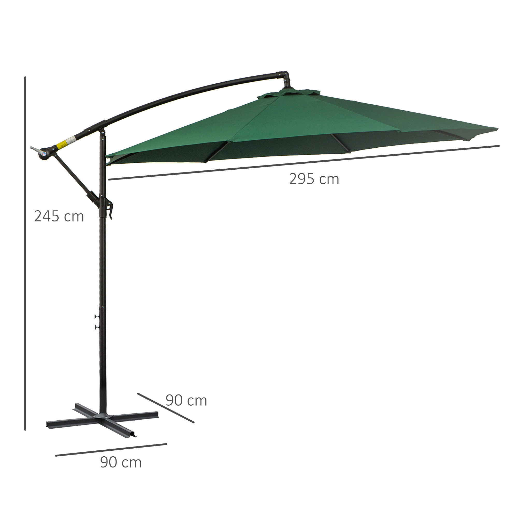 Sonnenschirm mit Handkurbel Wetterbeständig 3 m x 3 m x 2,5 m XXL Grün