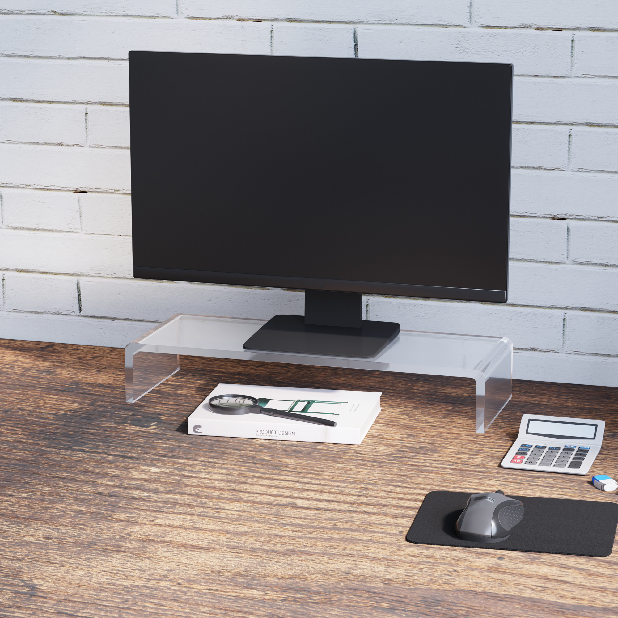 Monitorständer Bildschirmständer für Laptop Computer Notebook PC ergonomisch Acryl Transparent 53 x 19 x 9 cm