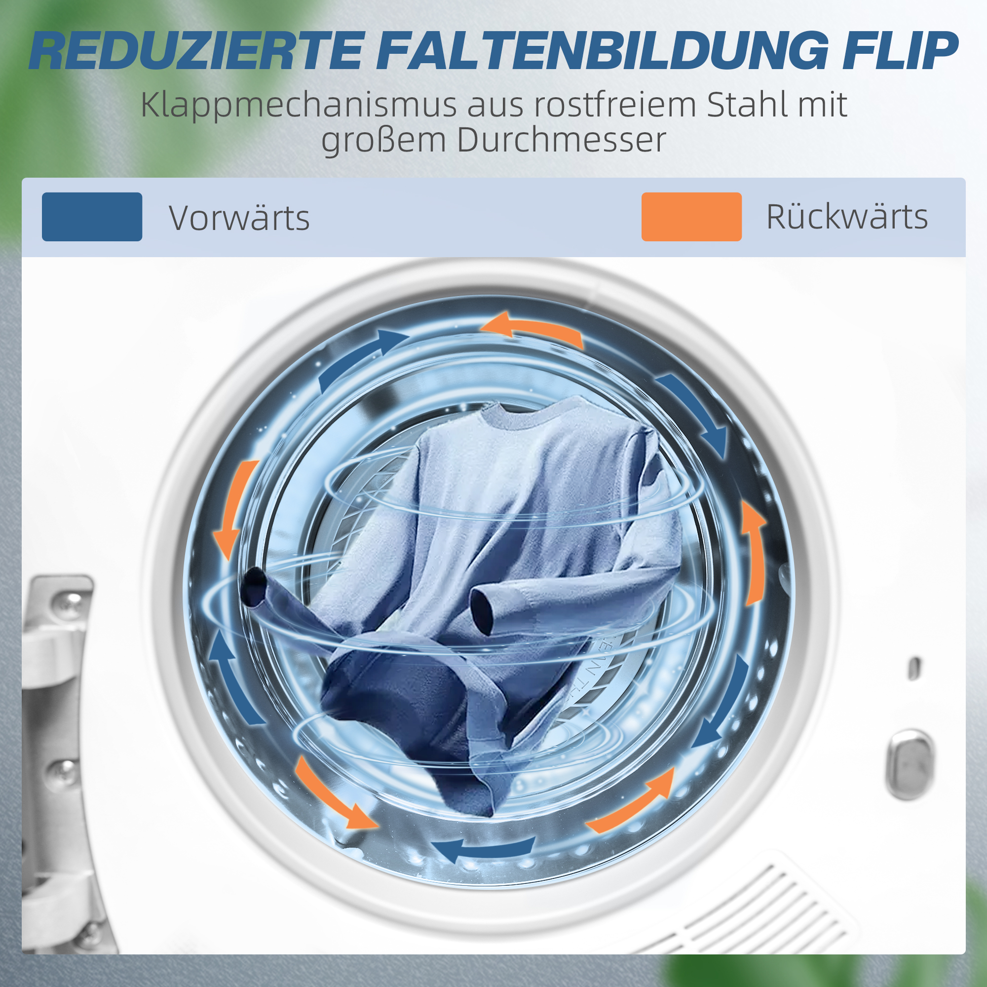 Wäschetrockner mit UV-Desinfektion, kompakte Bauweise, 4 kg Kapazität, Edelstahl, Weiß