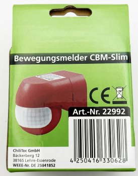 Aufputz Bewegungsmelder "CBM-Slim" 180°, LED geeignet, IP44, 1-800W, ziegelrot