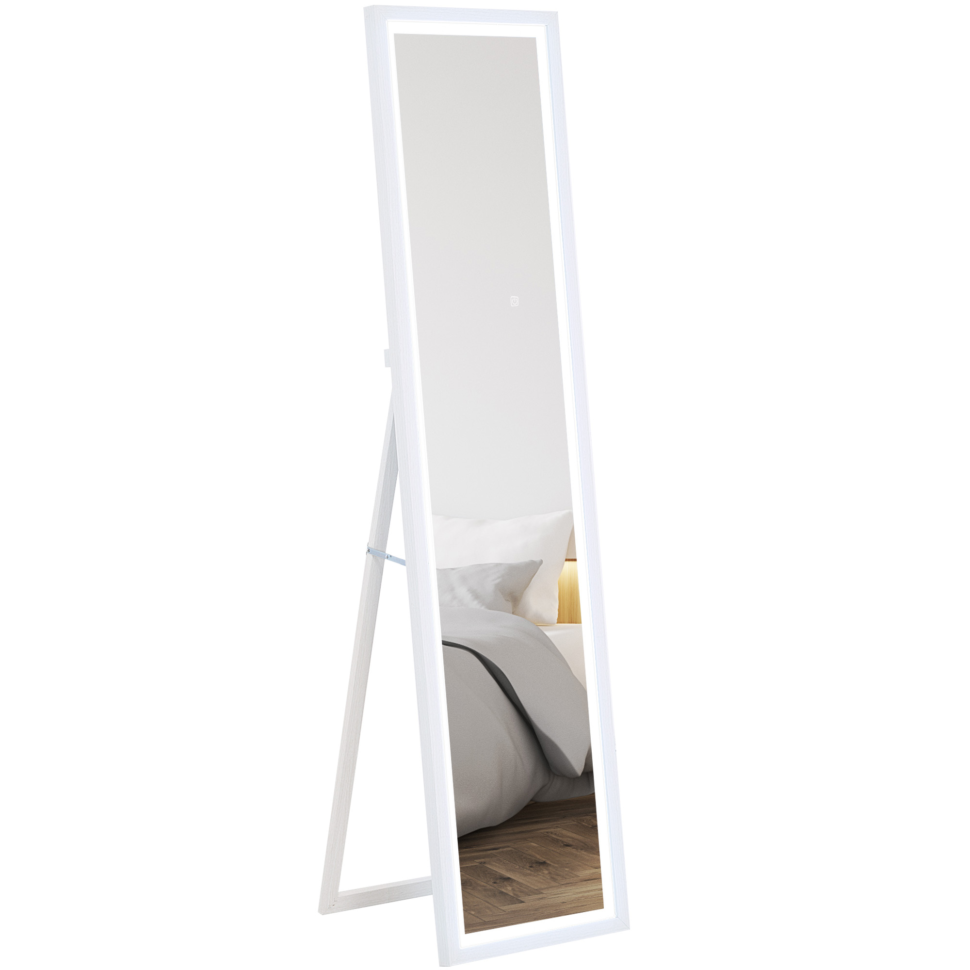 Ganzkörperspiegel, 40x160 cm, LED-Beleuchtung, Touch-Steuerung, dimmbar, 3 Farben, Weiß Ganzkörperspiegel, 40x160 cm, LED-Beleuchtung, Touch-Steuerung, dimmbar, 3 Farben, Weiß