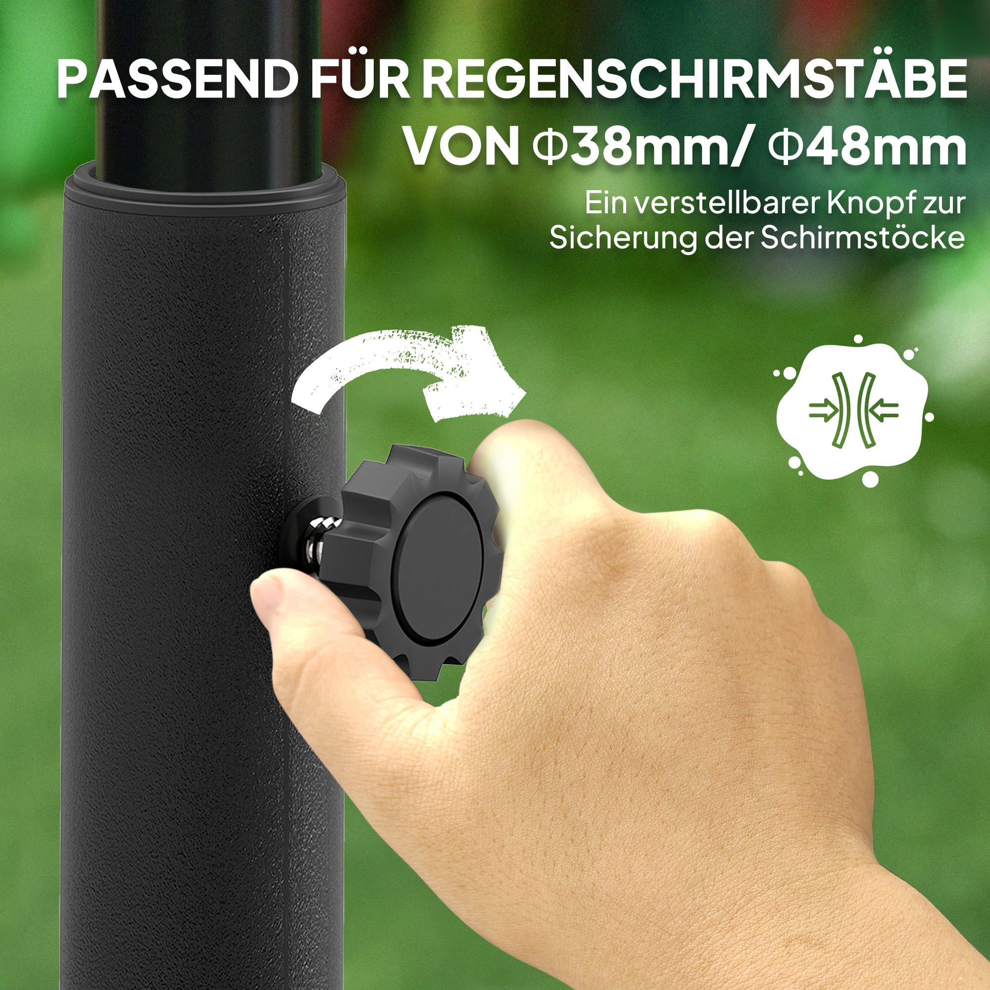 Gartenschirmständer, Sonnenschirmständer aus Kunststoff, mit Wasser oder Sand befüllbar, Kunststoff, Schwarz