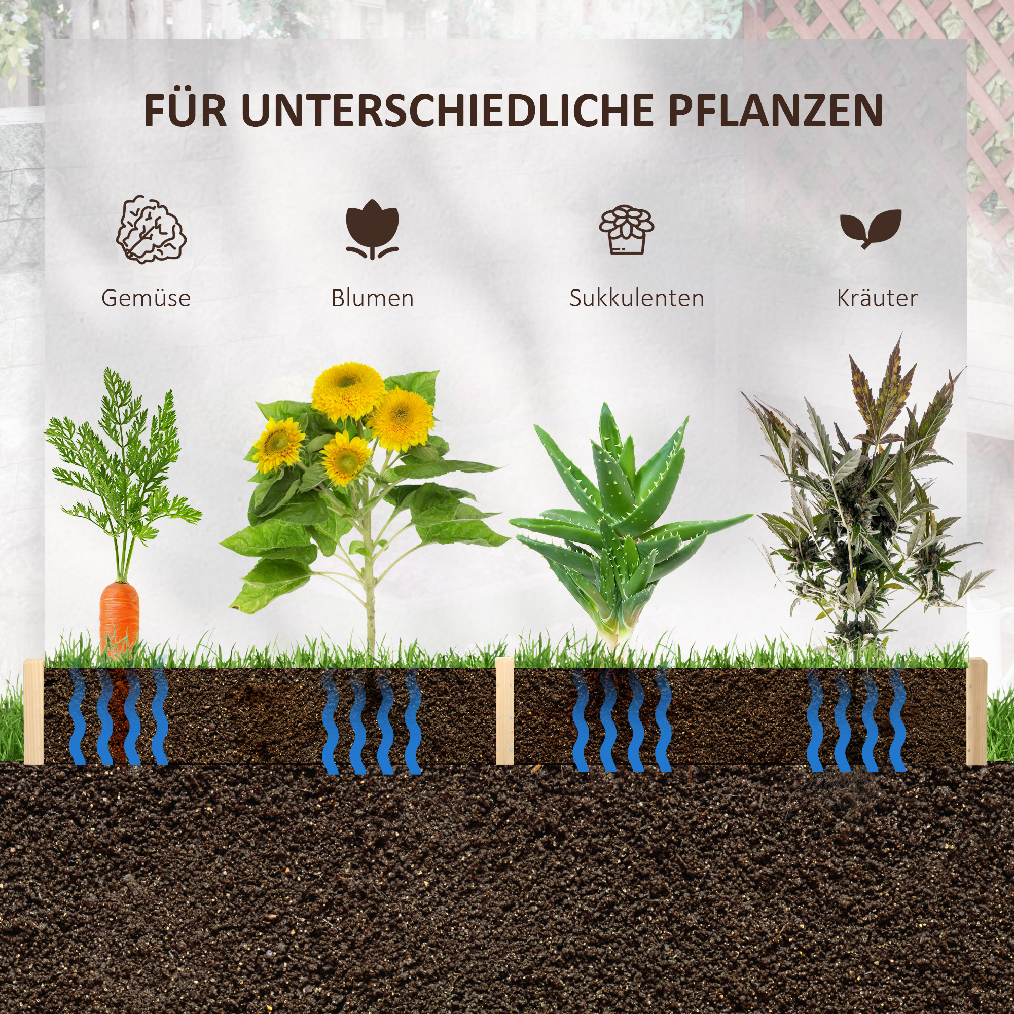 Hochbeet sechseckig DIY Pflanzkübel Pflanzkasten aus Holz für Garten Balkon Natur 100 x 92 x 16 cm