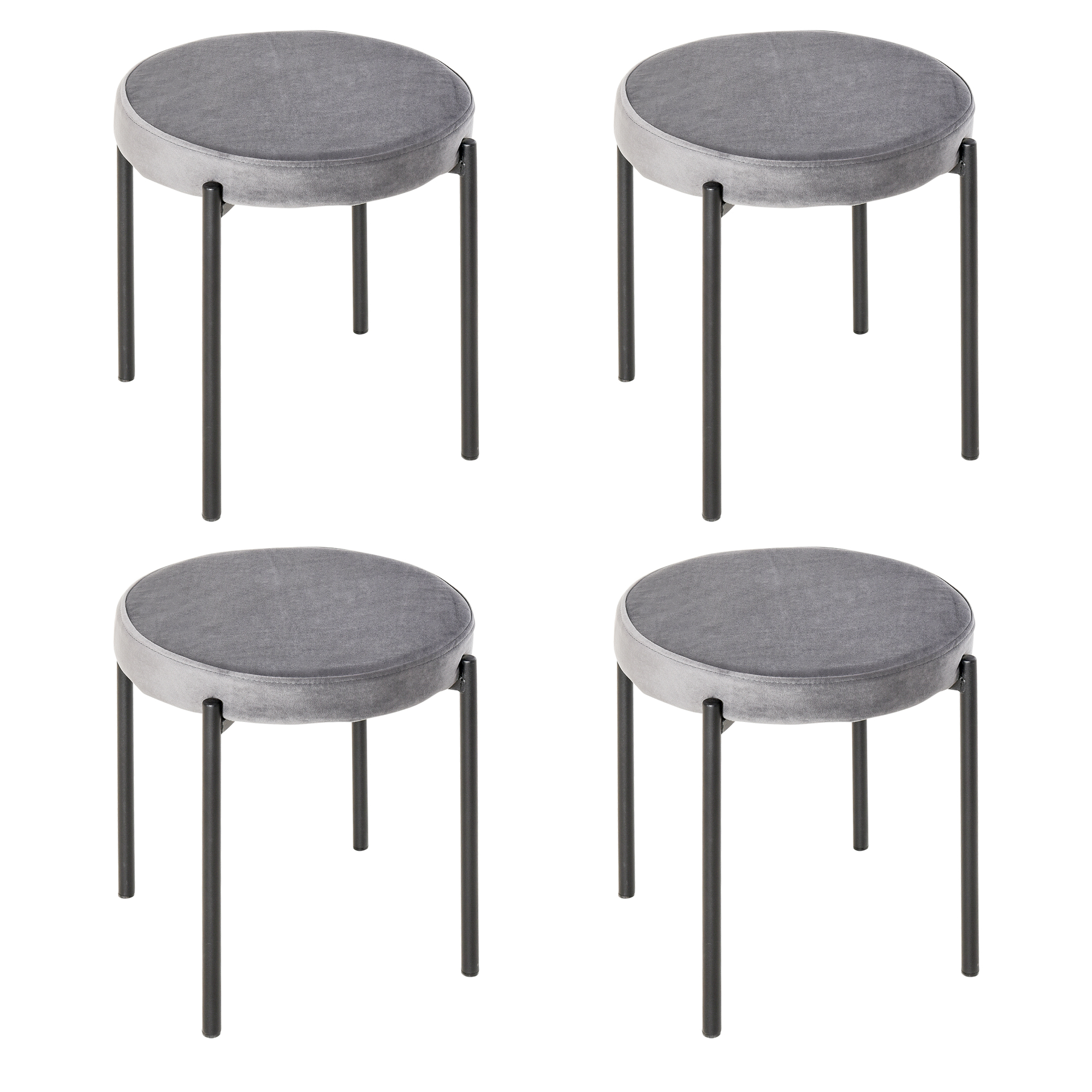 4er-Set Esszimmerhocker Stapelbar Esszimmerstühle Küchenstuhl mit gepolstertem Sitz, Samtoptik Sitzhocker Samt für Küche Esszimmer Metall Grau 41,5 x 41,5 x 46 cm 4er-Set Esszimmerhocker Stapelbar Esszimmerstühle Küchenstuhl mit gepolstertem Sitz, Samtoptik Sitzhocker Samt für Küche Esszimmer Metall Grau 41,5 x 41,5 x 46 cm