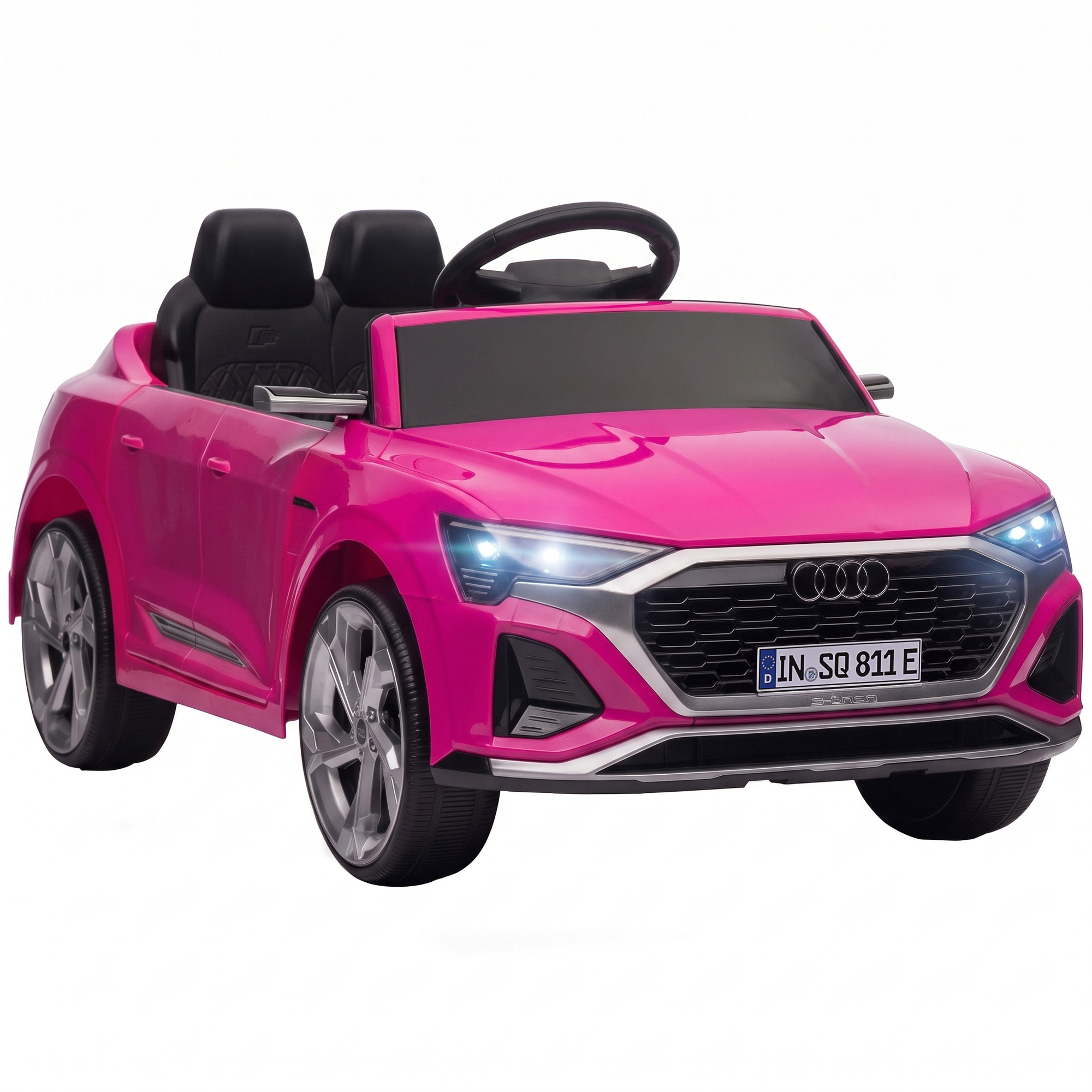 Kinder Elektroauto 12V Kinderauto mit Fernbedienung 2 Motor Sanftanlauf 4-Rad-Federung LED-Scheinwerfern Hupe Musik