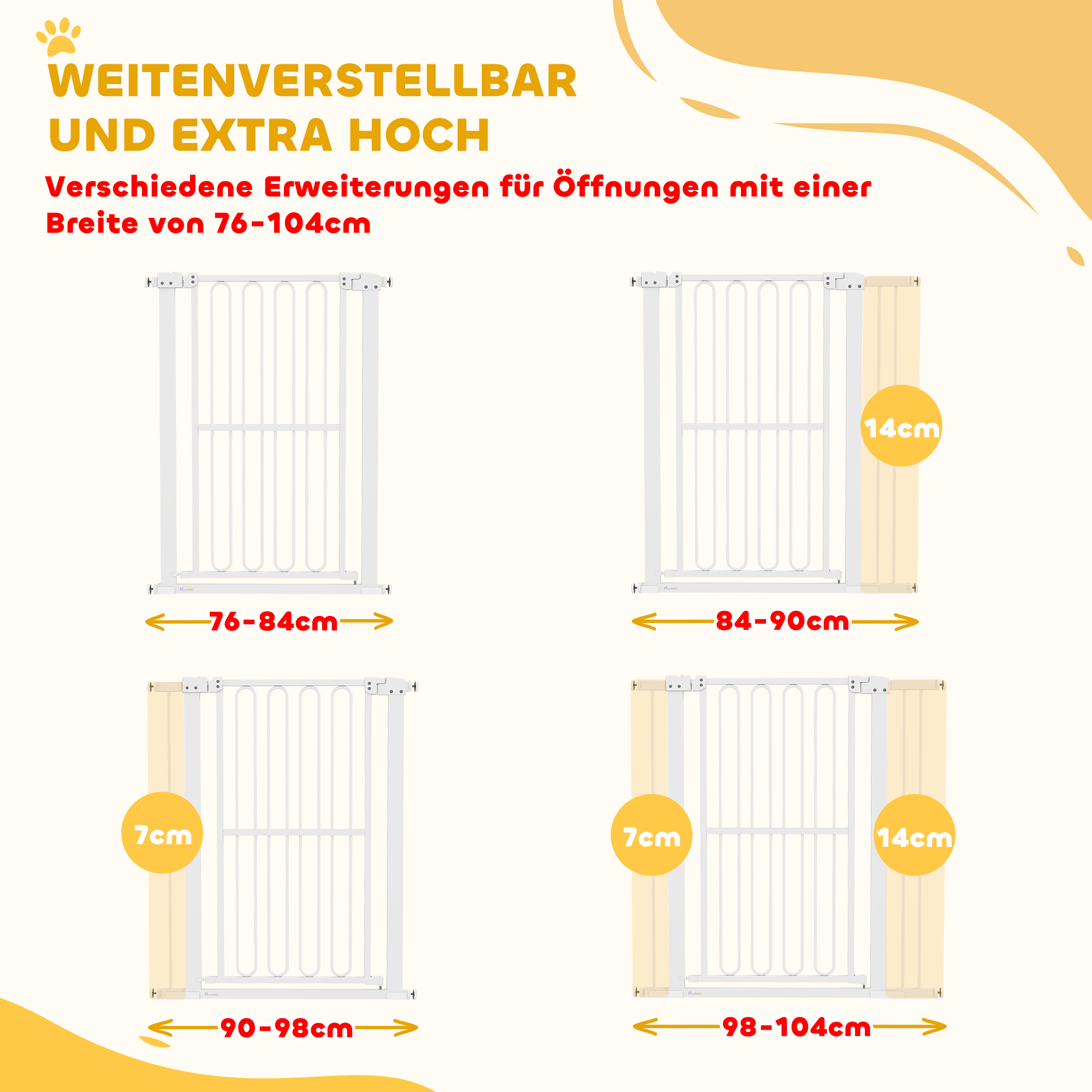 Türschutzgitter Hund, 76-104 cm Absperrgitter ohne Bohren, Treppengitter