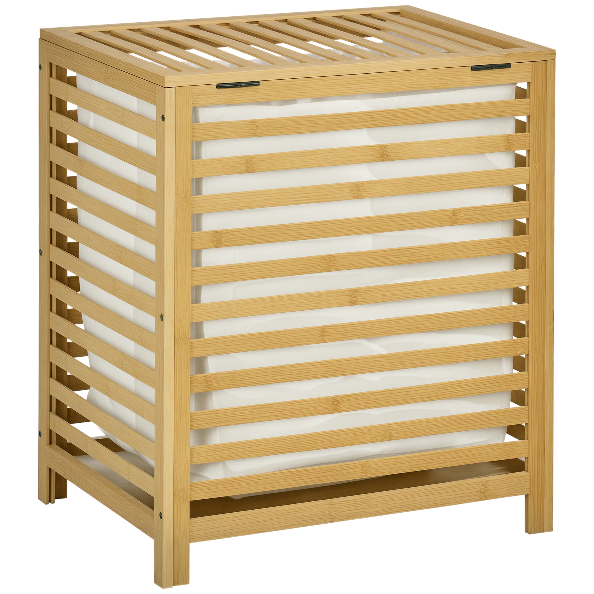 Wäschekorb aus Bambus, herausnehmbarer Wäschesack, wasserbeständig, Natur + Beige Wäschekorb aus Bambus, herausnehmbarer Wäschesack, wasserbeständig, Natur + Beige