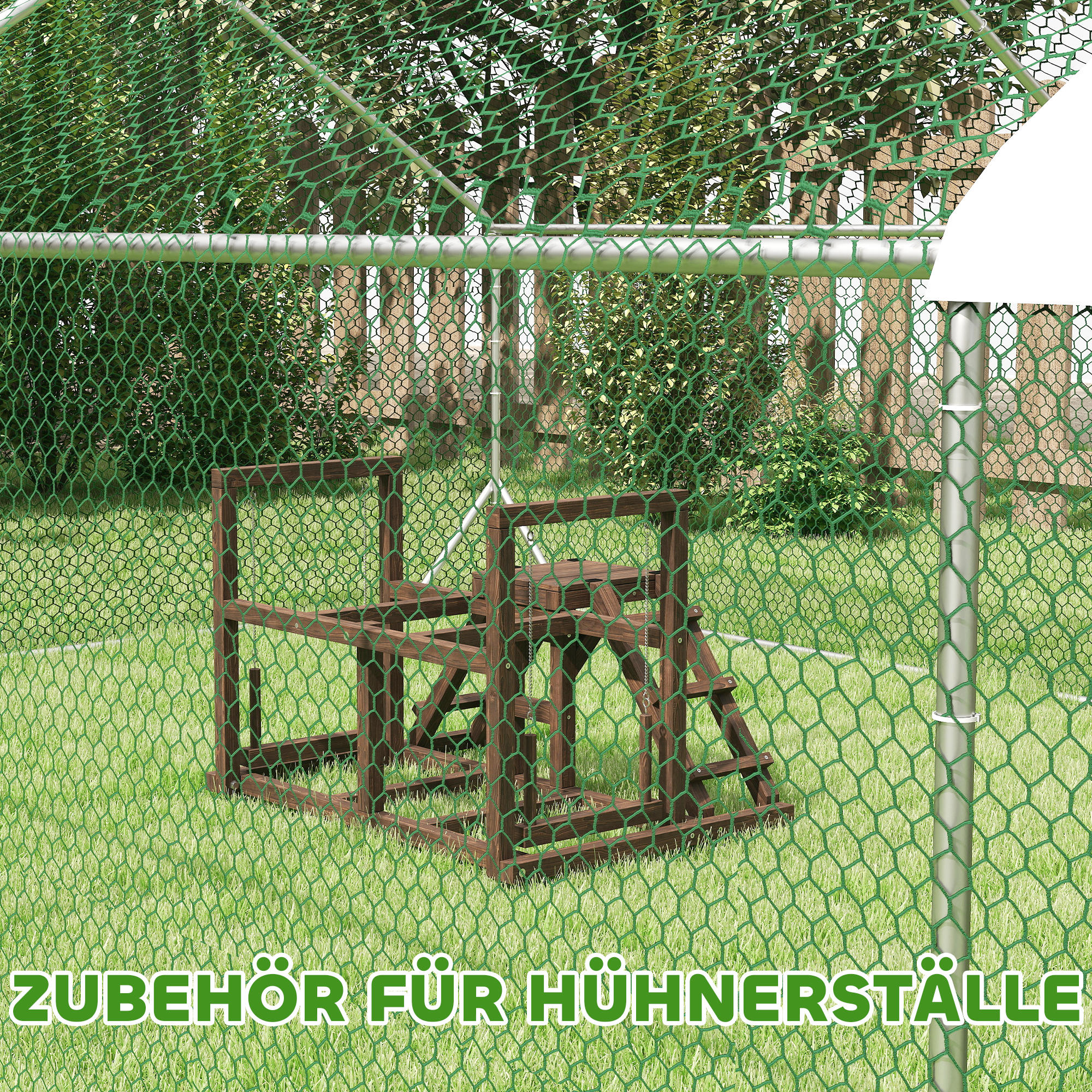 Hühnergestell, Sitzstangen, Rampen, Schaukeln, für 2-3 Hühner, Holz, Braun