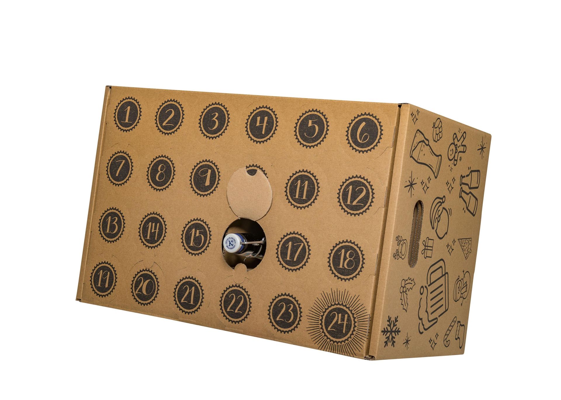 Bier-Adventskalender, 485x324x294mm, braun, 2-wellig, VPE1