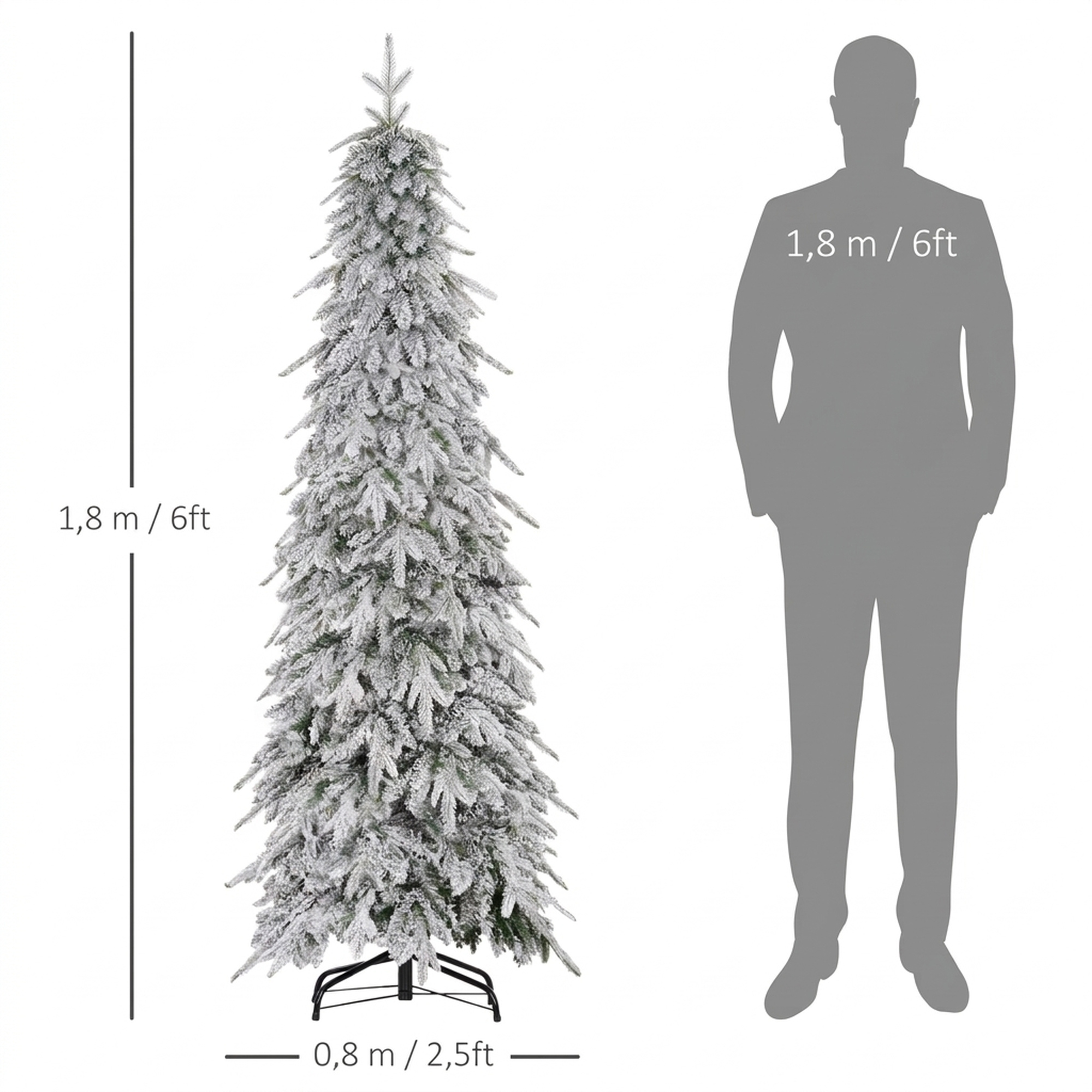 Weihnachtsbaum künstlich 180 cm Christbaum wie echt mit 600 dichten Zweigen, Kunstschnee, Auto-Öffnung