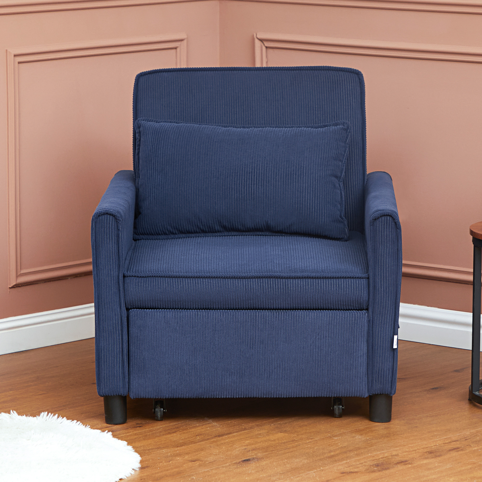 Schlafsessel, verstellbar, 3 Positionen, Cordbezug, bis 120 kg, Blau