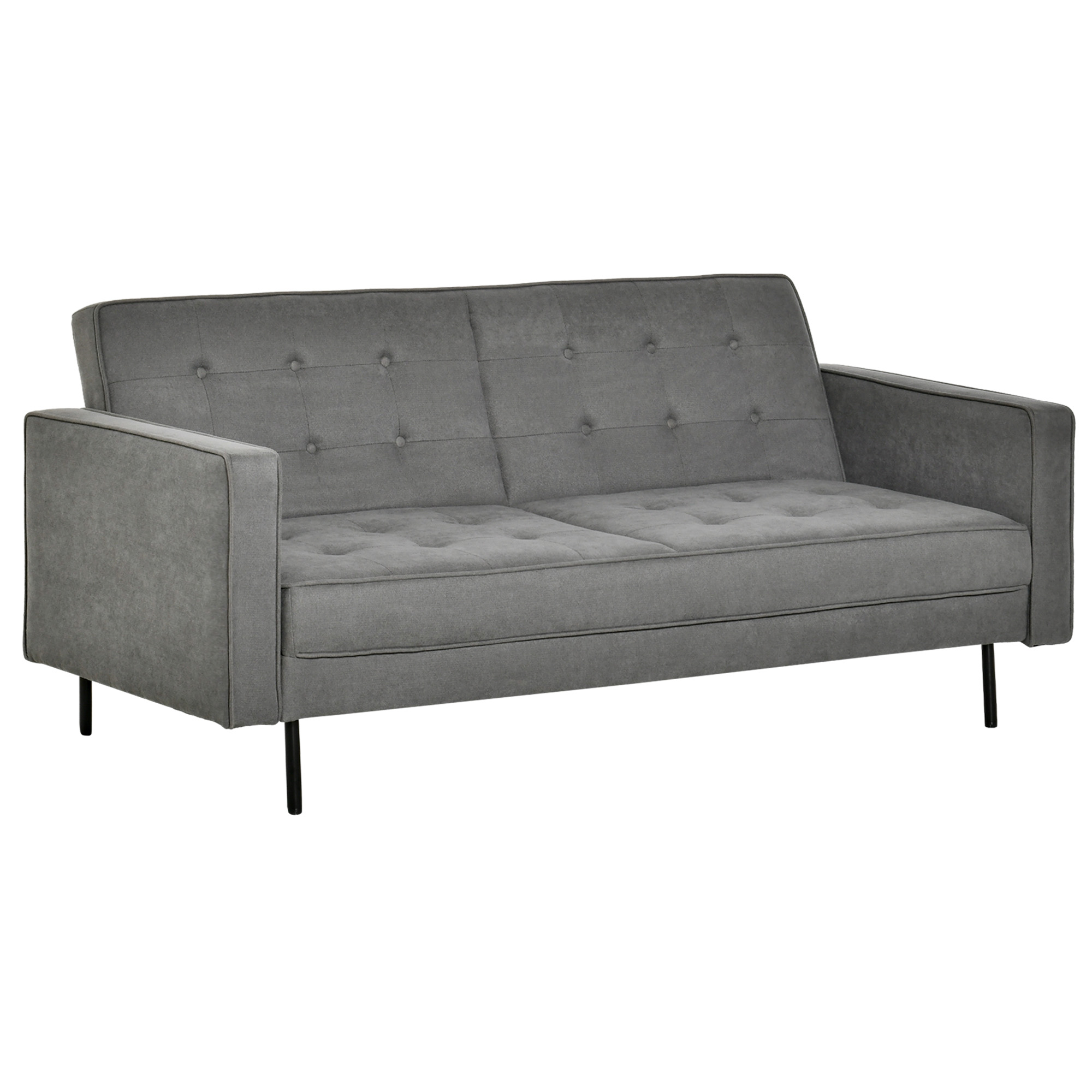 Schlafsofa 3-Sitzer Schlafcouch Stoffsofa Sofa mit Schlaffunktion Bettsofa mit verstellbarem Winkel Vintage Eukalyptusholz Baumwolle Grau
